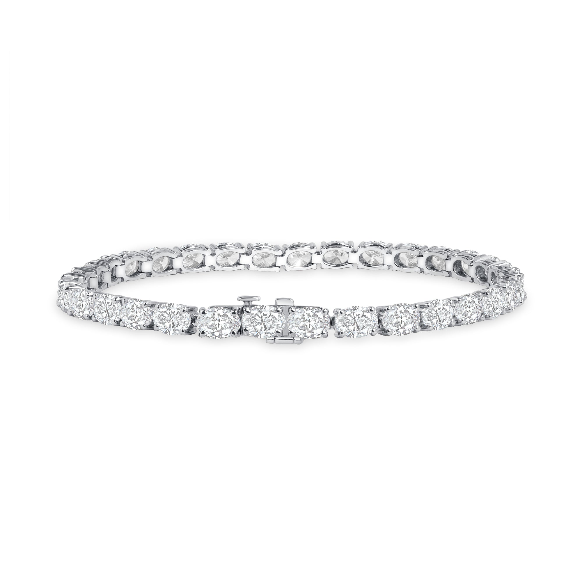 10.56ctw East-West Oval Cut Diamond Tennis Bracelet in 18K White Gold