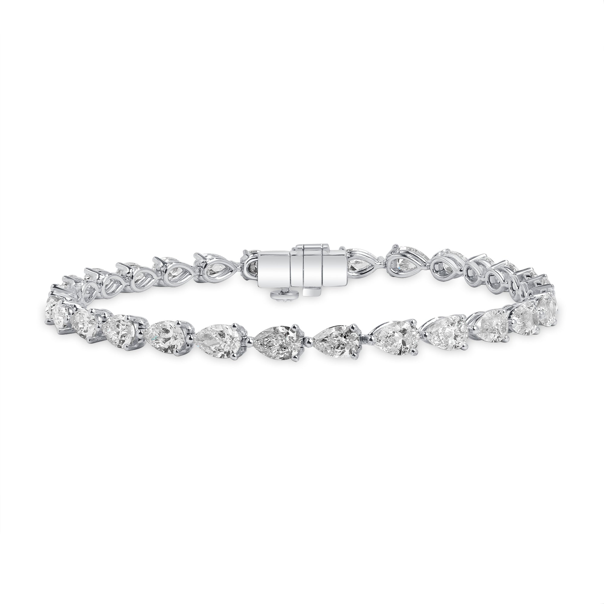 7.56ctw East-West Pear Cut Diamond Tennis Bracelet in 18K White Gold