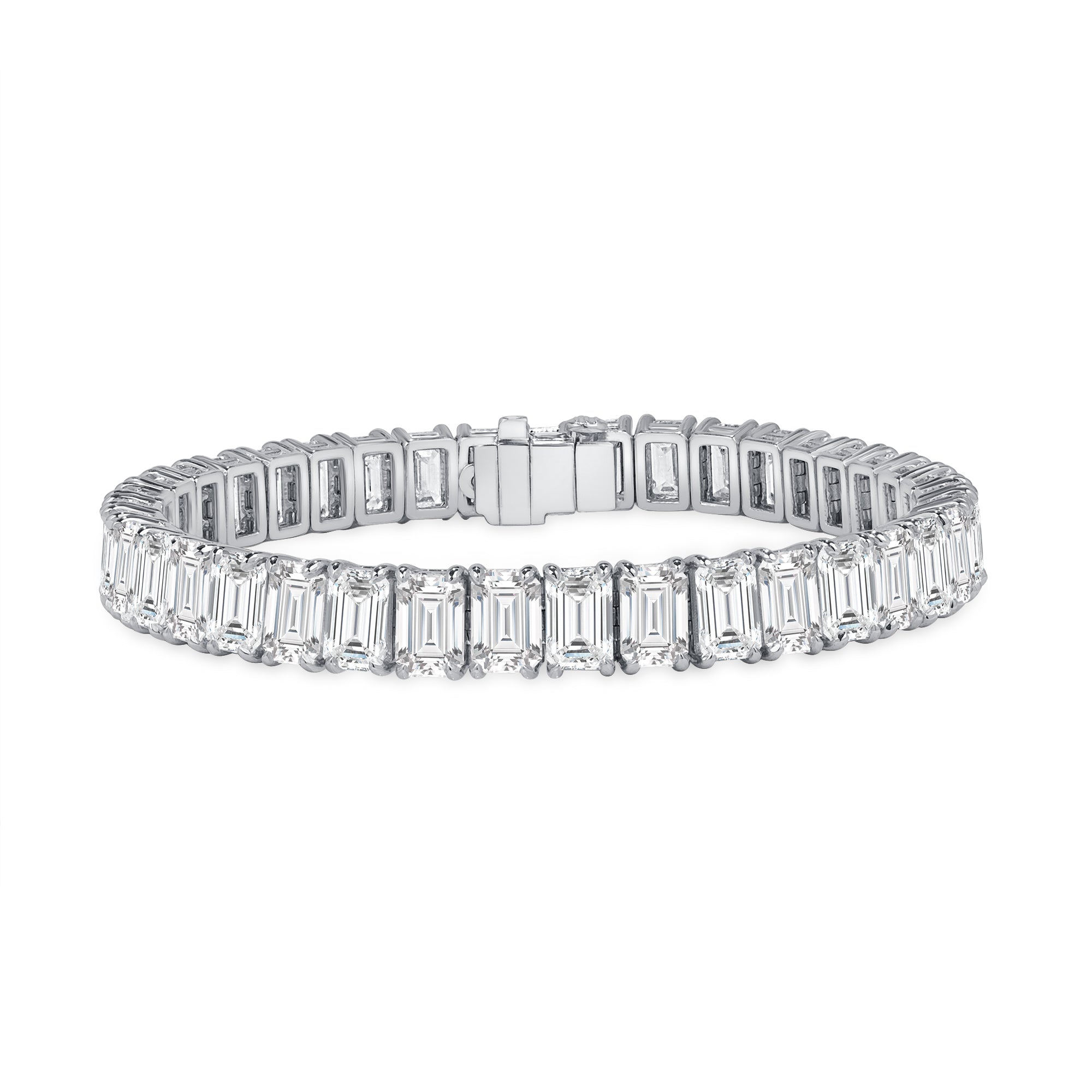 28.15ctw Emerald Cut Diamond Tennis Bracelet in Platinum, GIA Certified