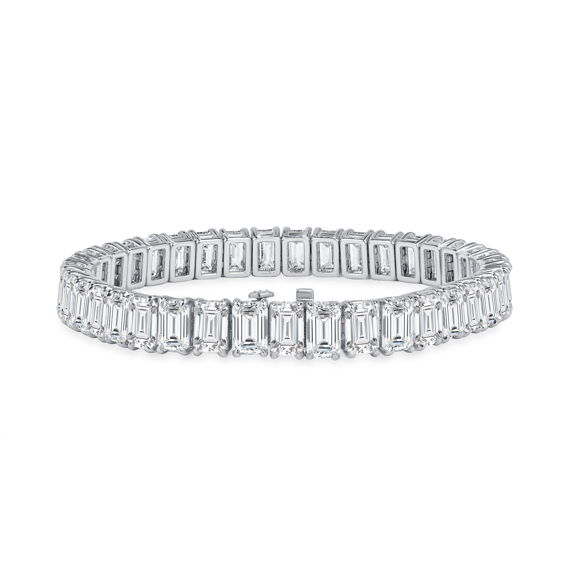 28.15ctw Emerald Cut Diamond Tennis Bracelet in Platinum, GIA Certified