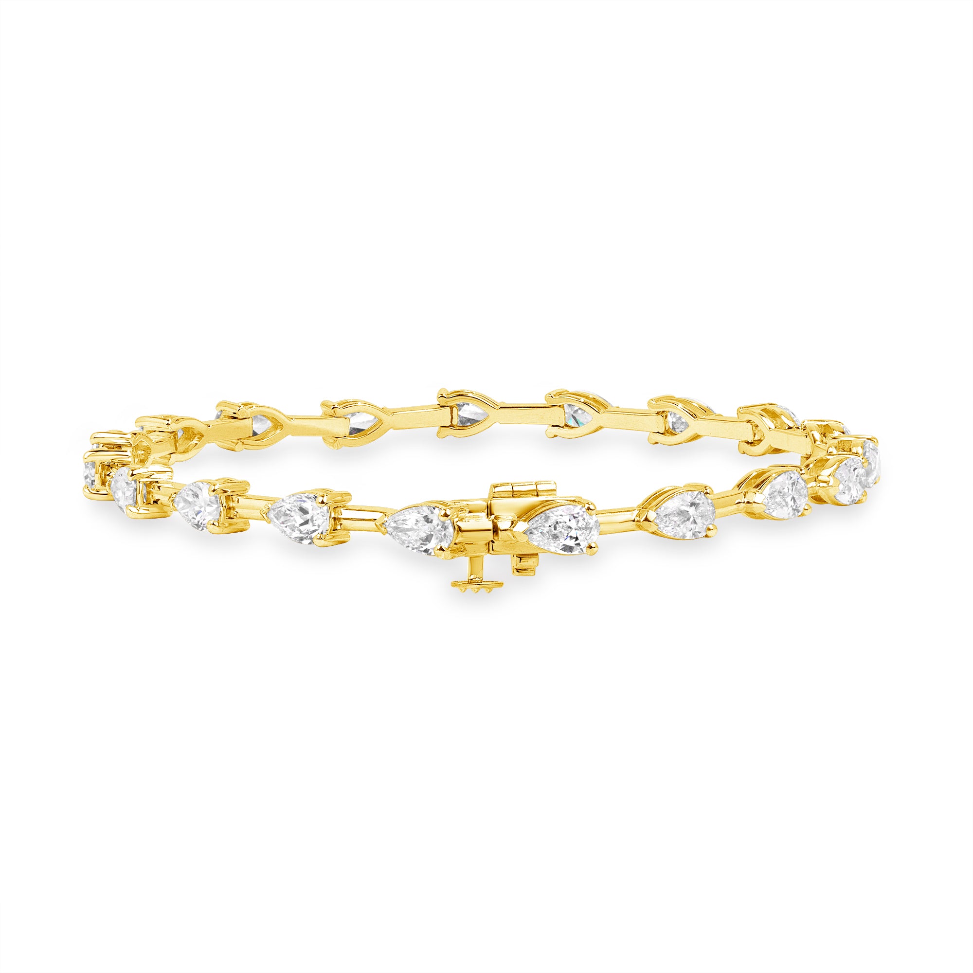 4.79ctw East-West Pear Cut Diamond Tennis Bracelet in 18K Yellow Gold