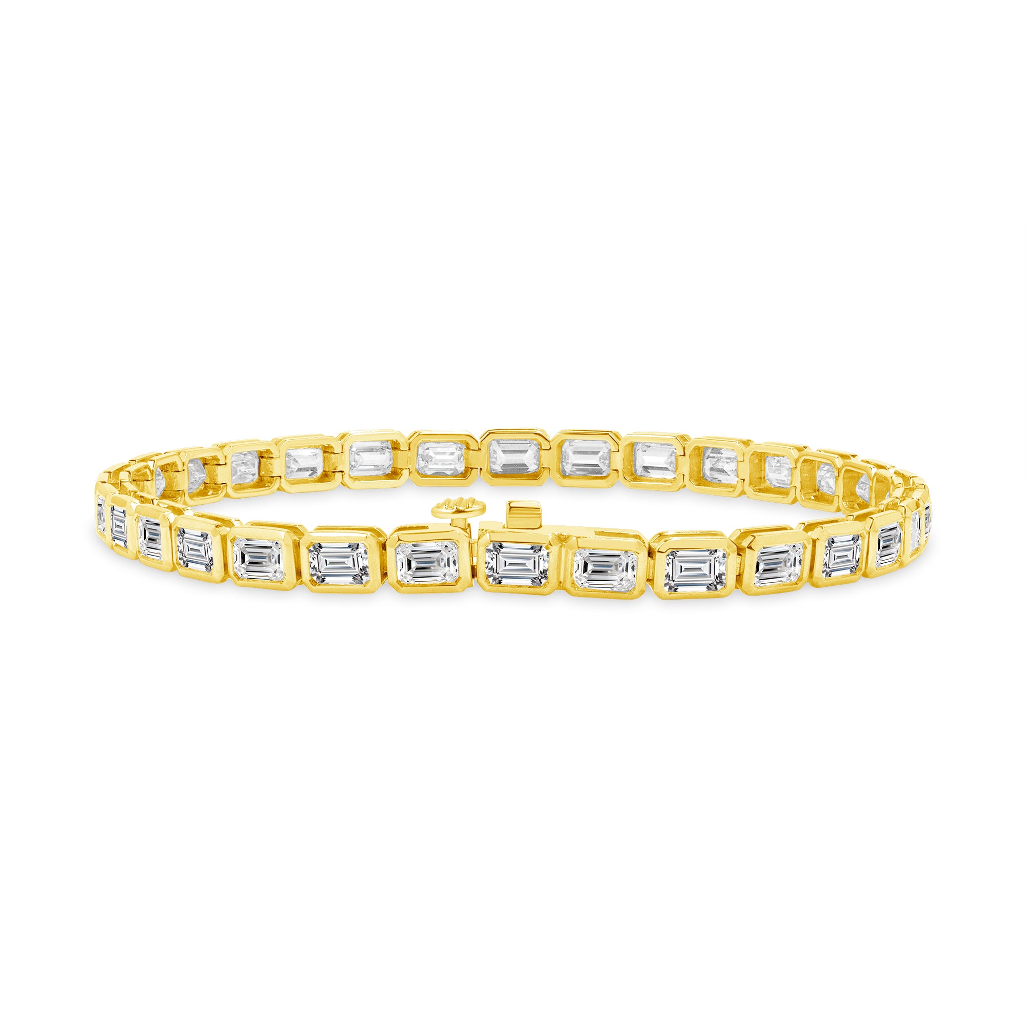 7.62ctw East-West Emerald Cut Diamond Tennis Bracelet in 18K Yellow Gold