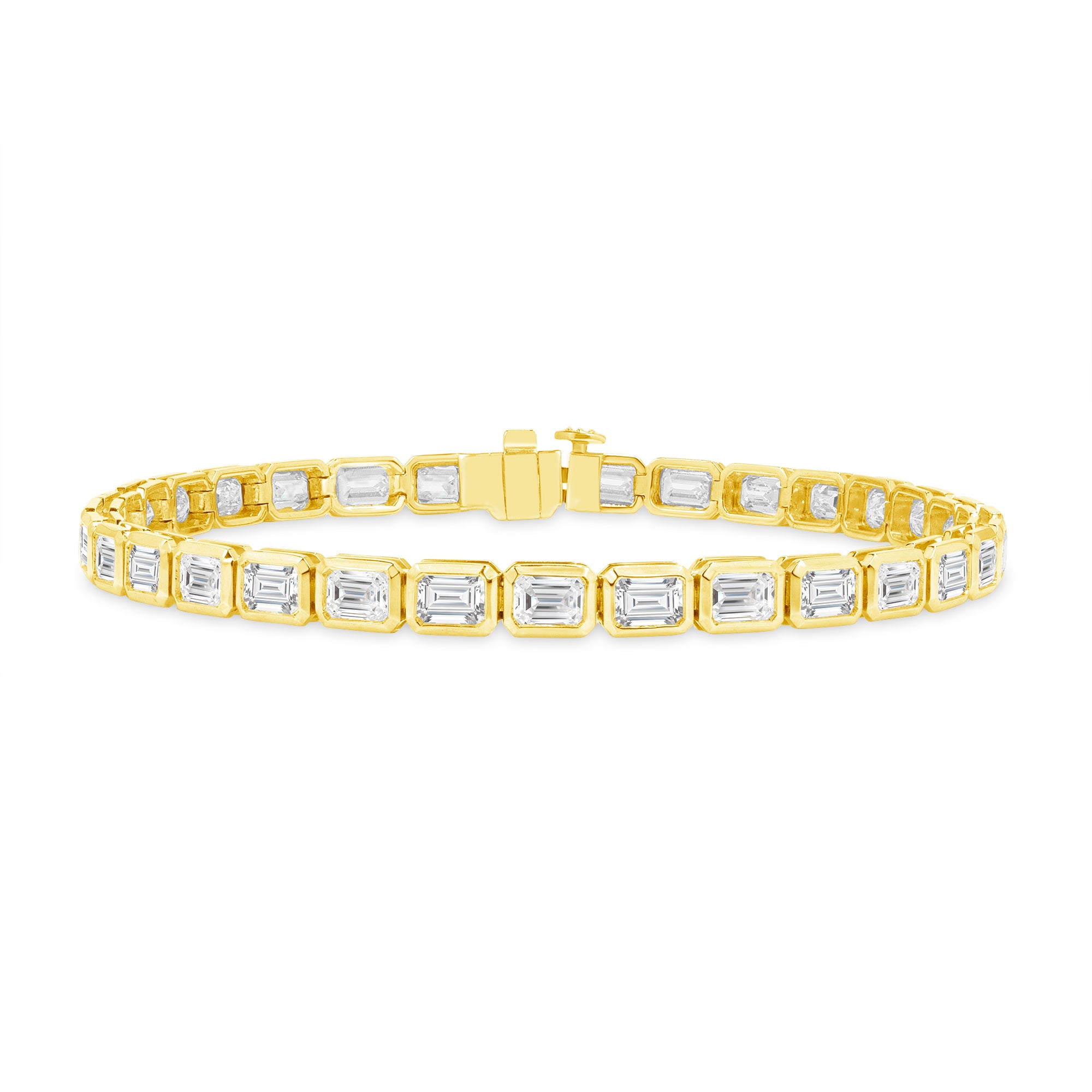 7.62ctw East-West Emerald Cut Diamond Tennis Bracelet in 18K Yellow Gold