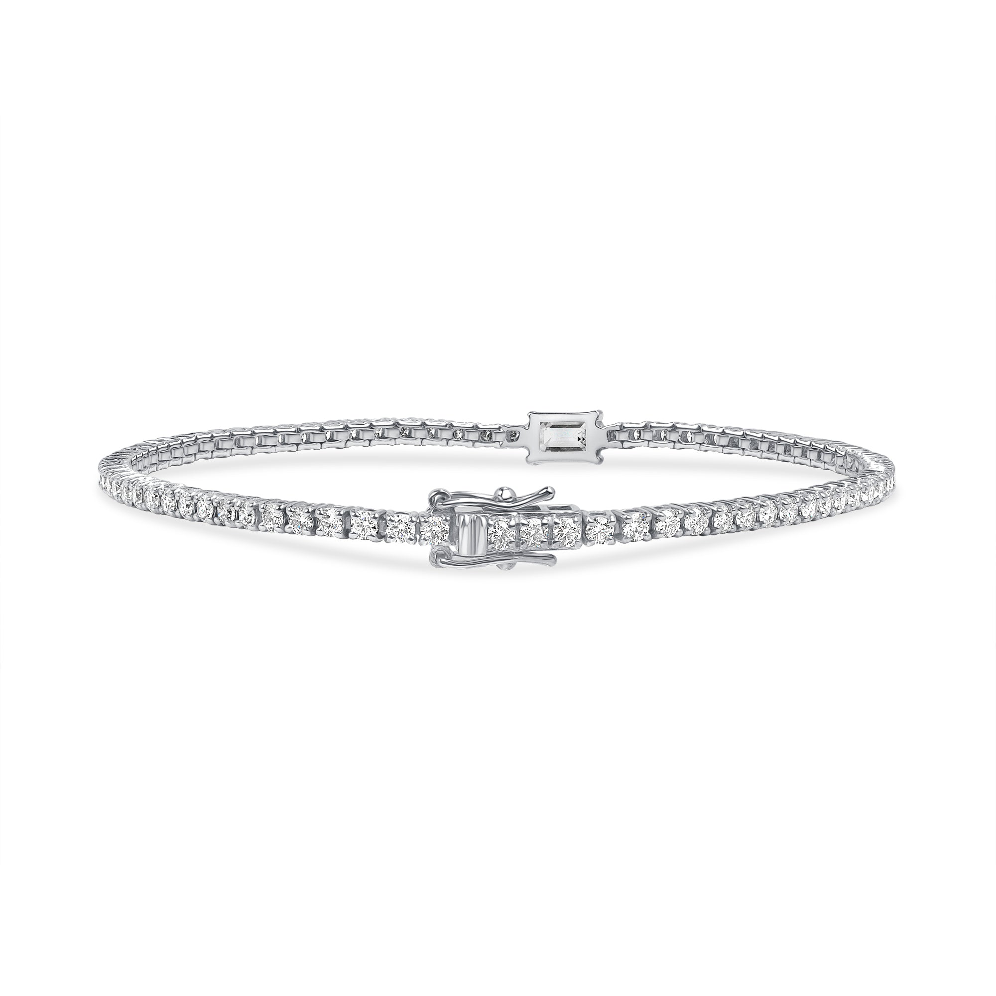 2.68ctw Emerald Cut Diamond Tennis Bracelet With Center Stone in 18K White Gold