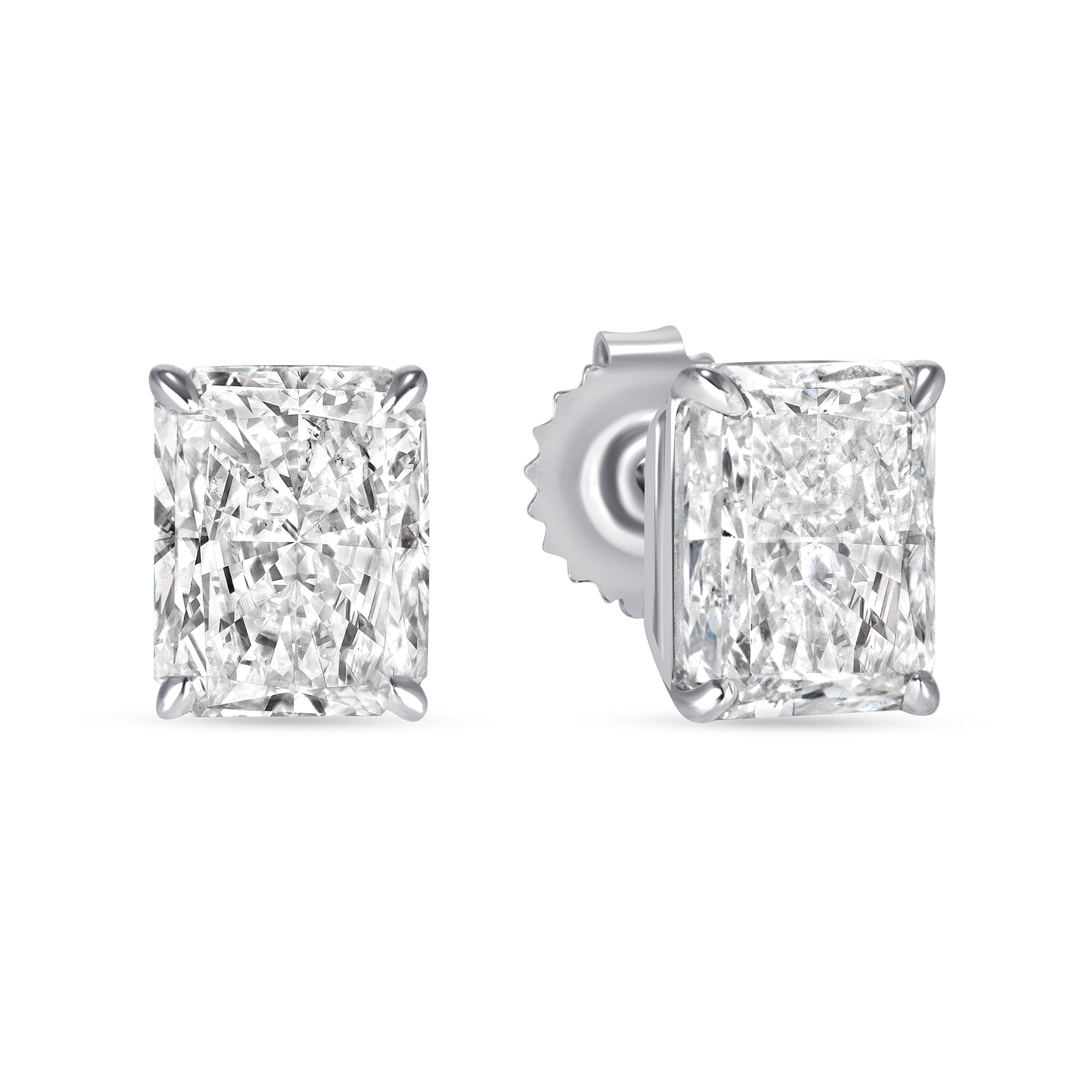 Radiant Cut Diamond Stud Earrings in 18K White Gold