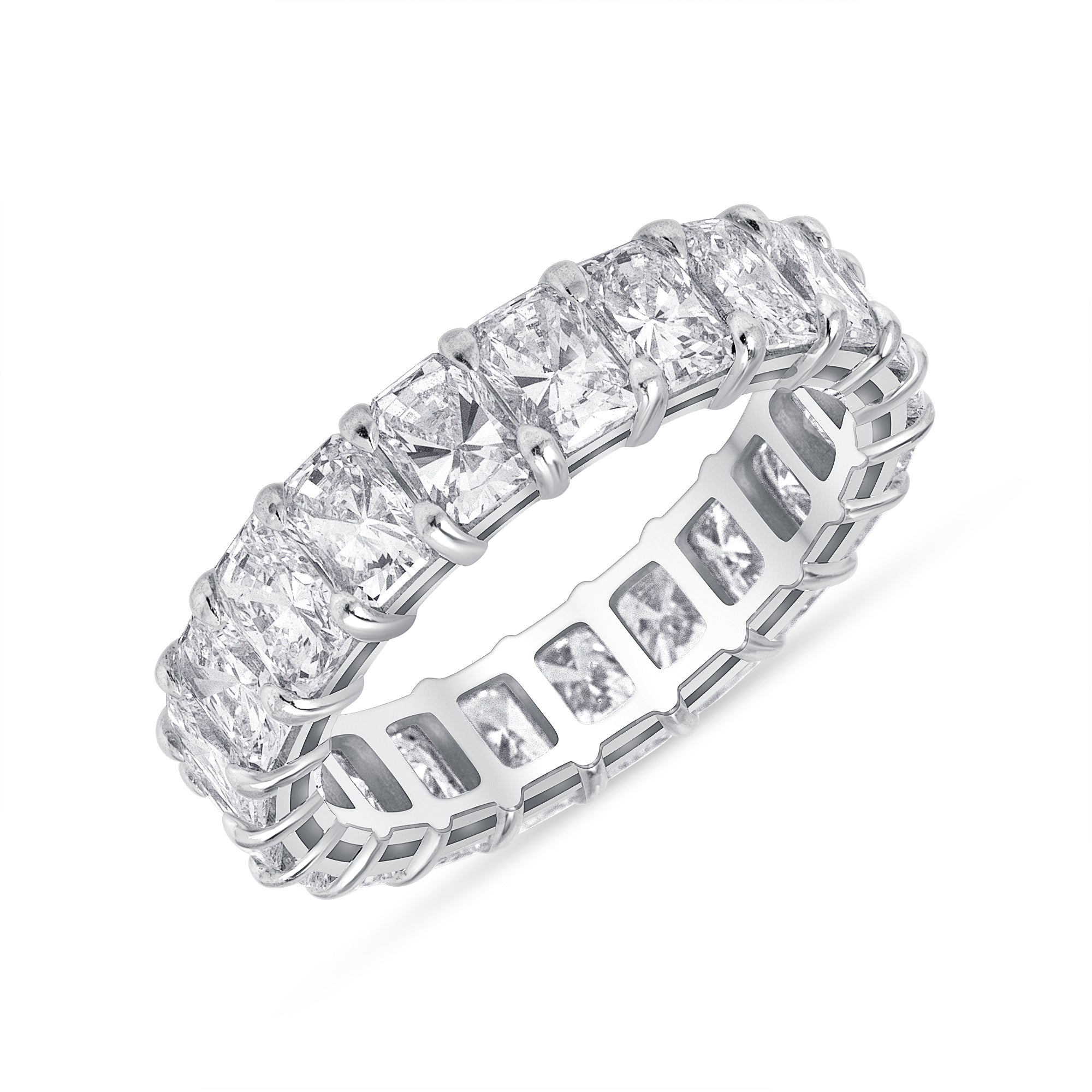 4.67ct Radiant Cut Platinum Diamond Eternity Band