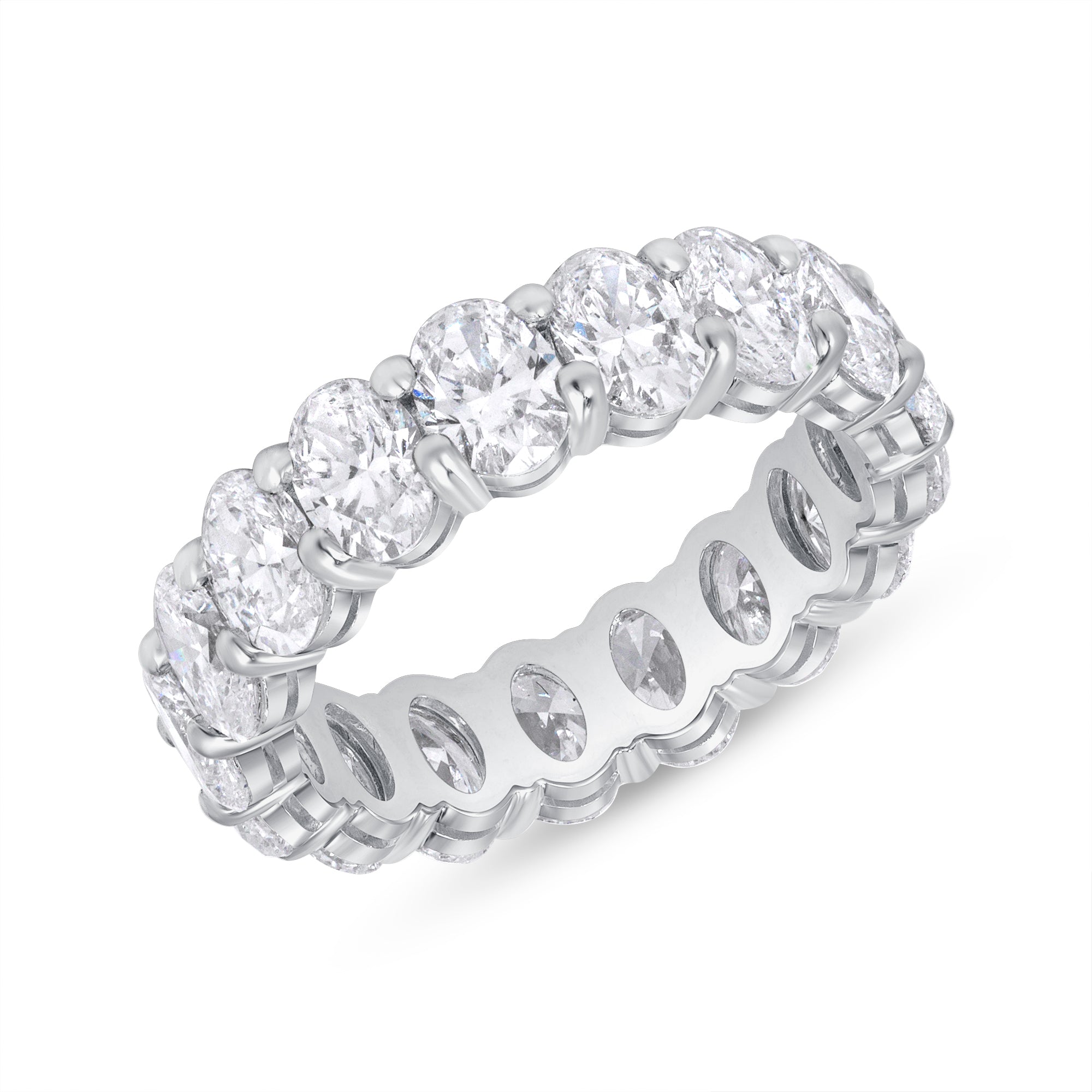 5.13ct Oval Cut Diamond Platinum Eternity Band, GIA Certified