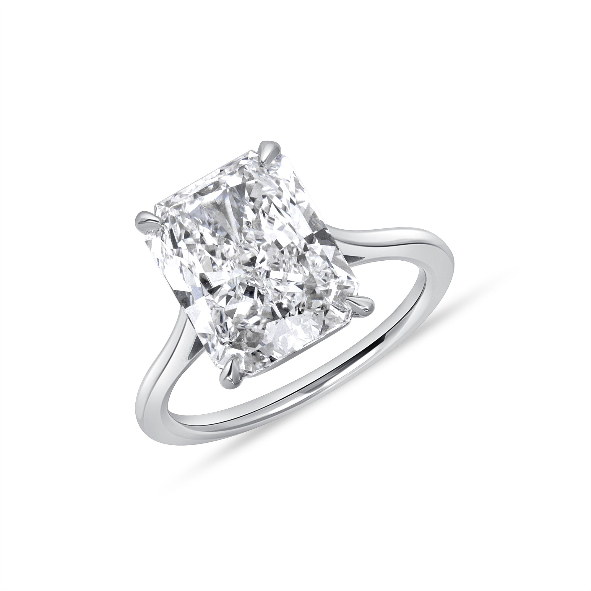 5.01ct Radiant Cut Diamond Solitaire Ring in Platinum Band, GIA Certified