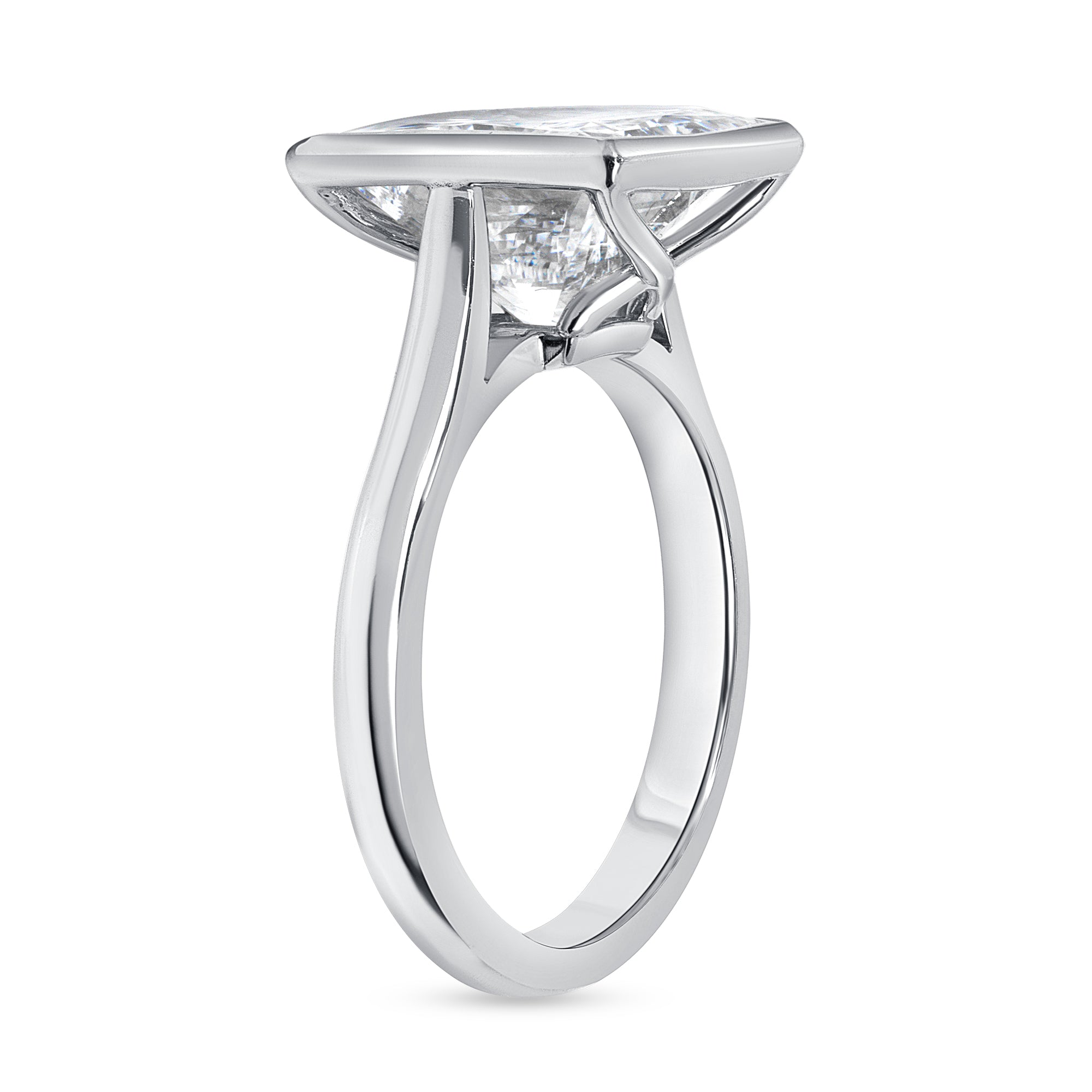 4.78ct Princess Cut Diamond Bezel Set Ring in Platinum Band, GIA Certified