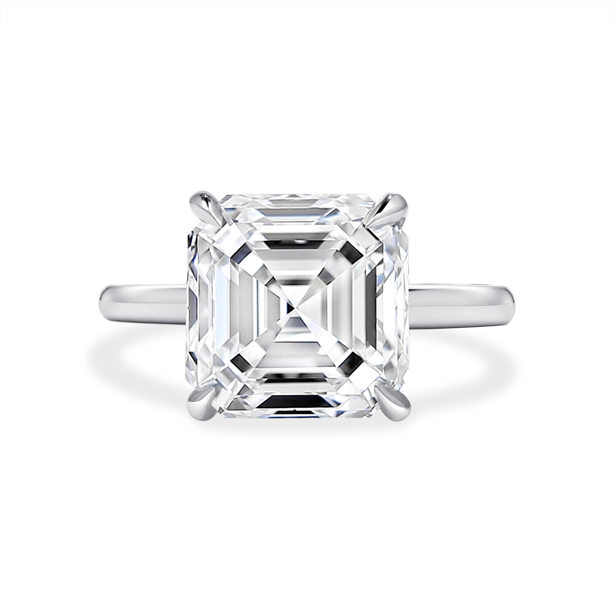 6.01ct Asscher Cut Diamond Hidden Halo Ring in Platinum Band, GIA Certified