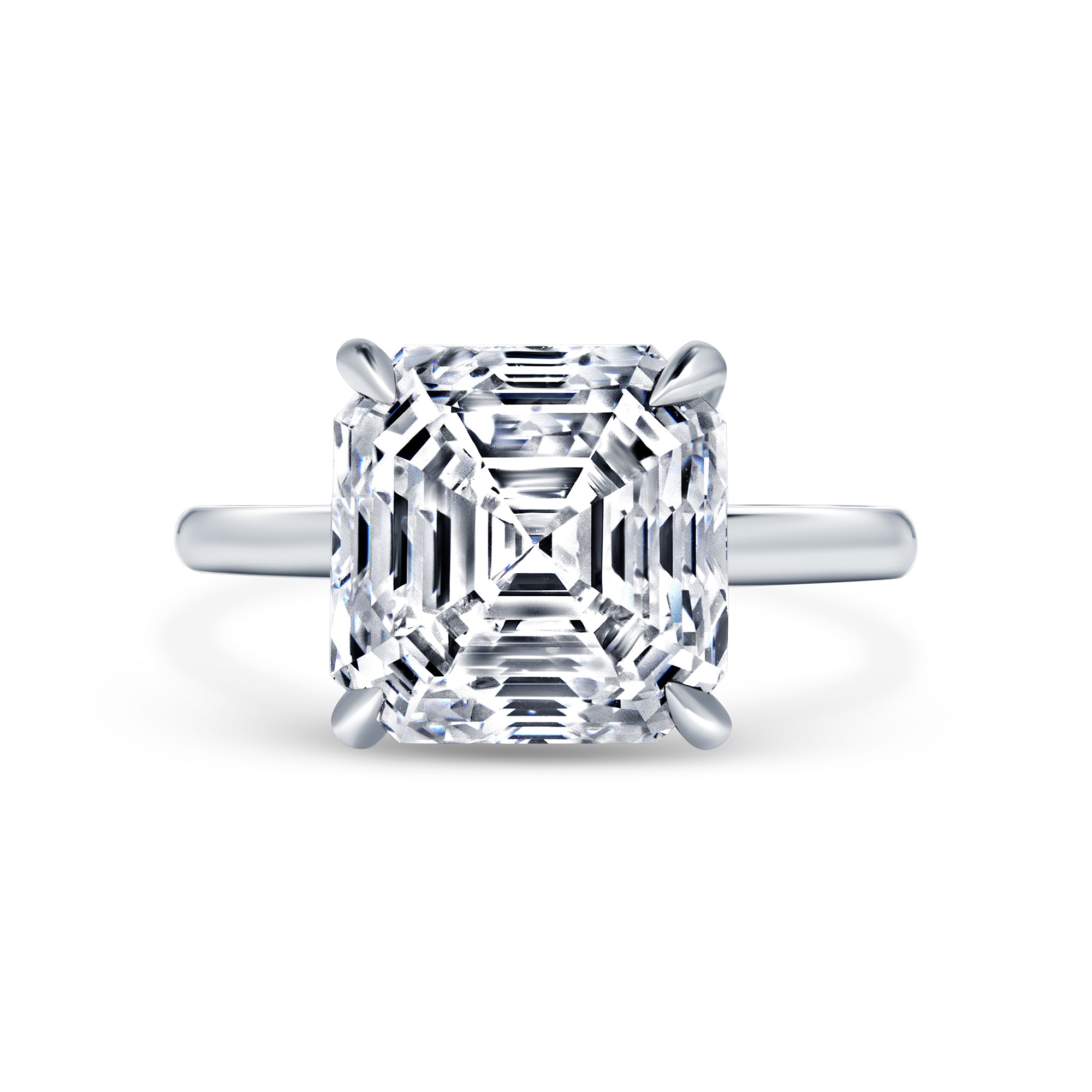 6.01ct Asscher Cut Diamond Hidden Halo Ring in Platinum Band, GIA Certified