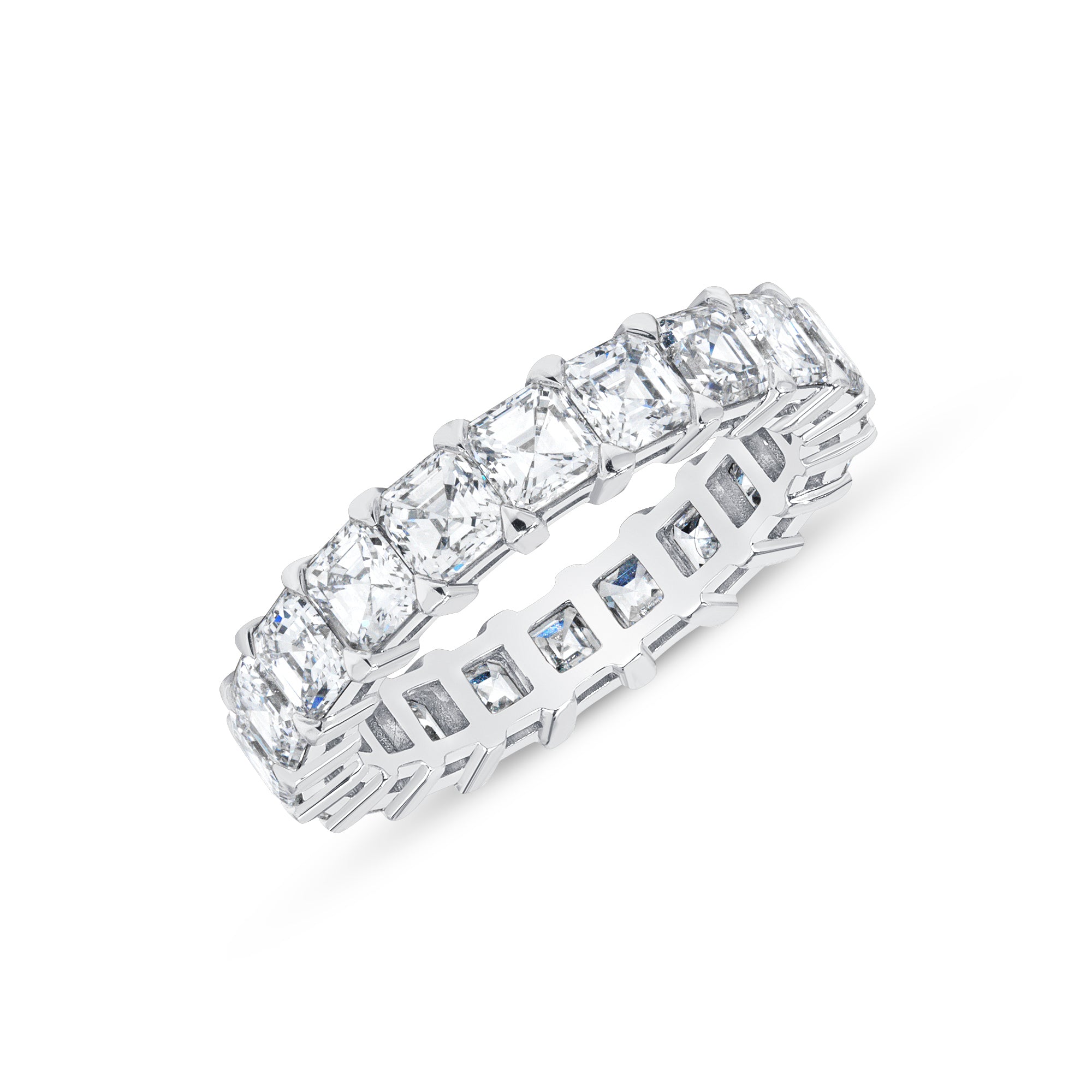 4.80ct Asscher Cut Diamond Platinum Eternity Band