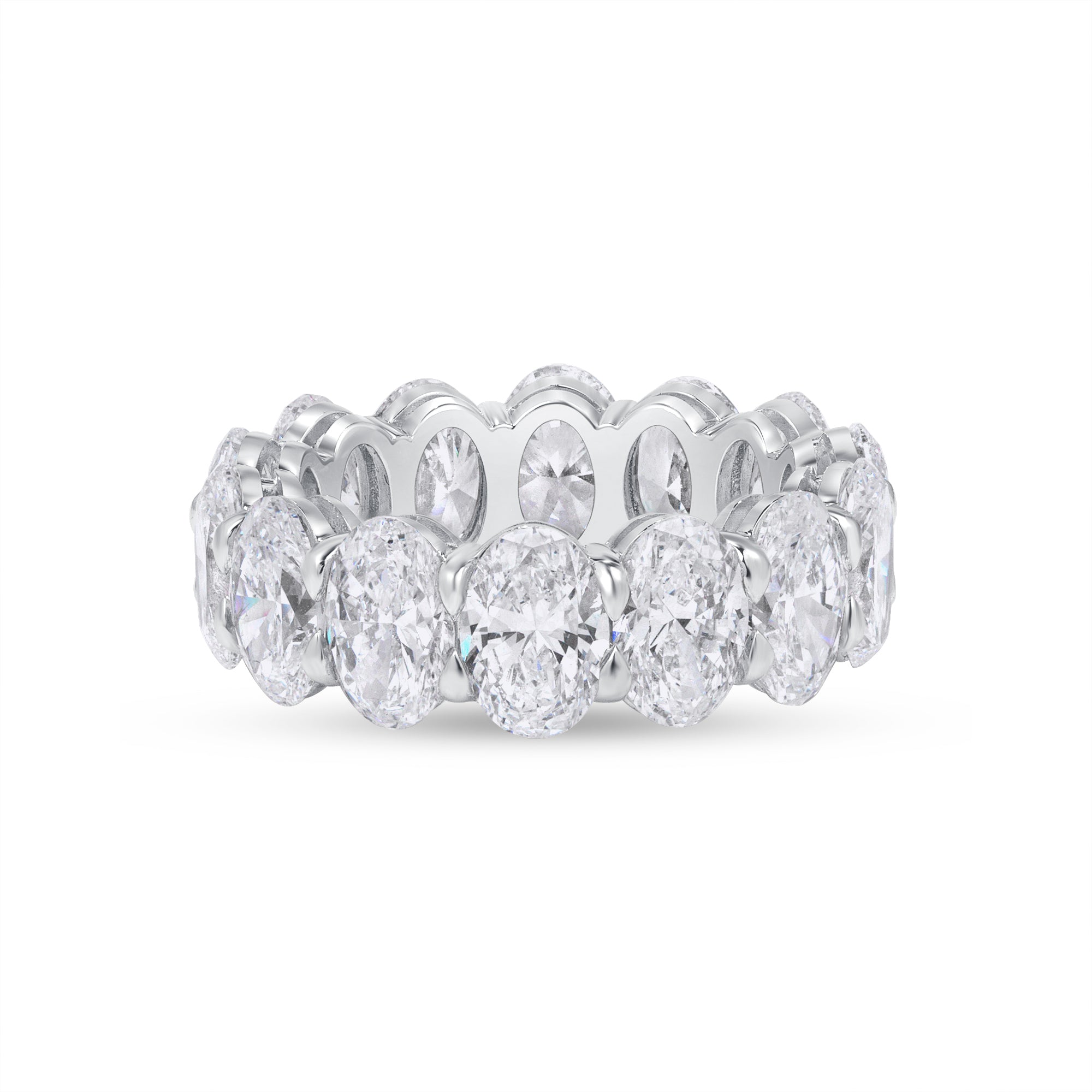 9.84ct Oval Cut Diamond Platinum Eternity Band, GIA Certified