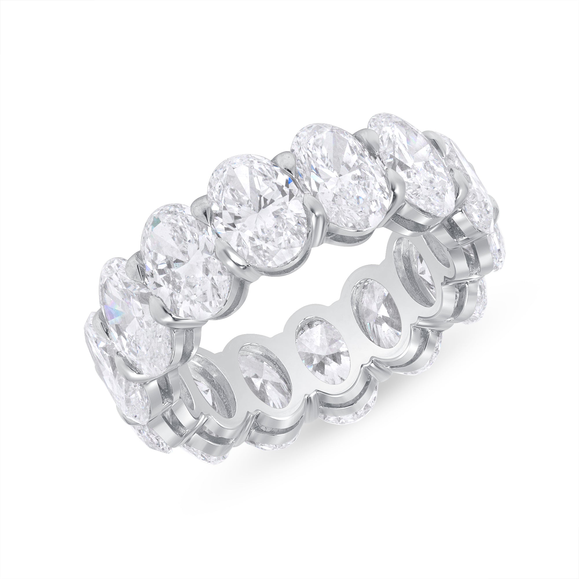 9.84ct Oval Cut Diamond Platinum Eternity Band, GIA Certified