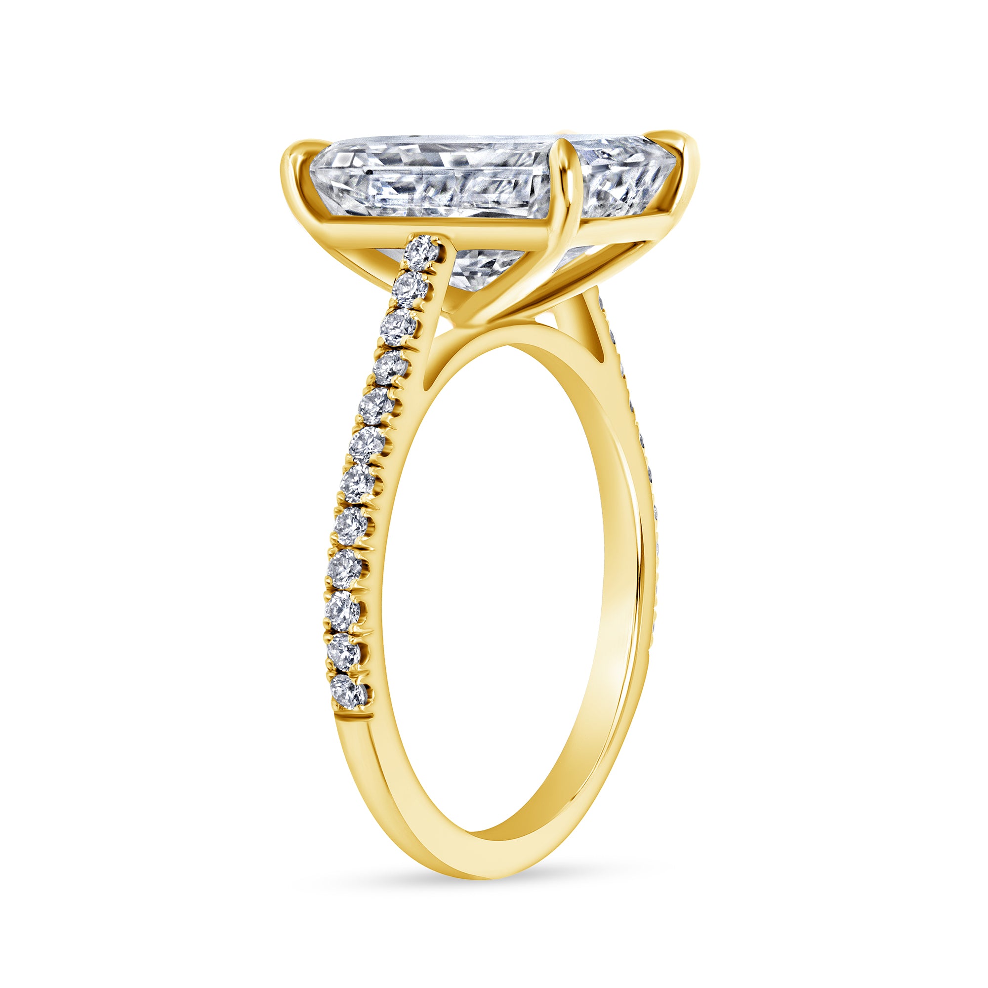 5.02ct Radiant Cut Diamond Ring in Pavé Gold Band, GIA Certified