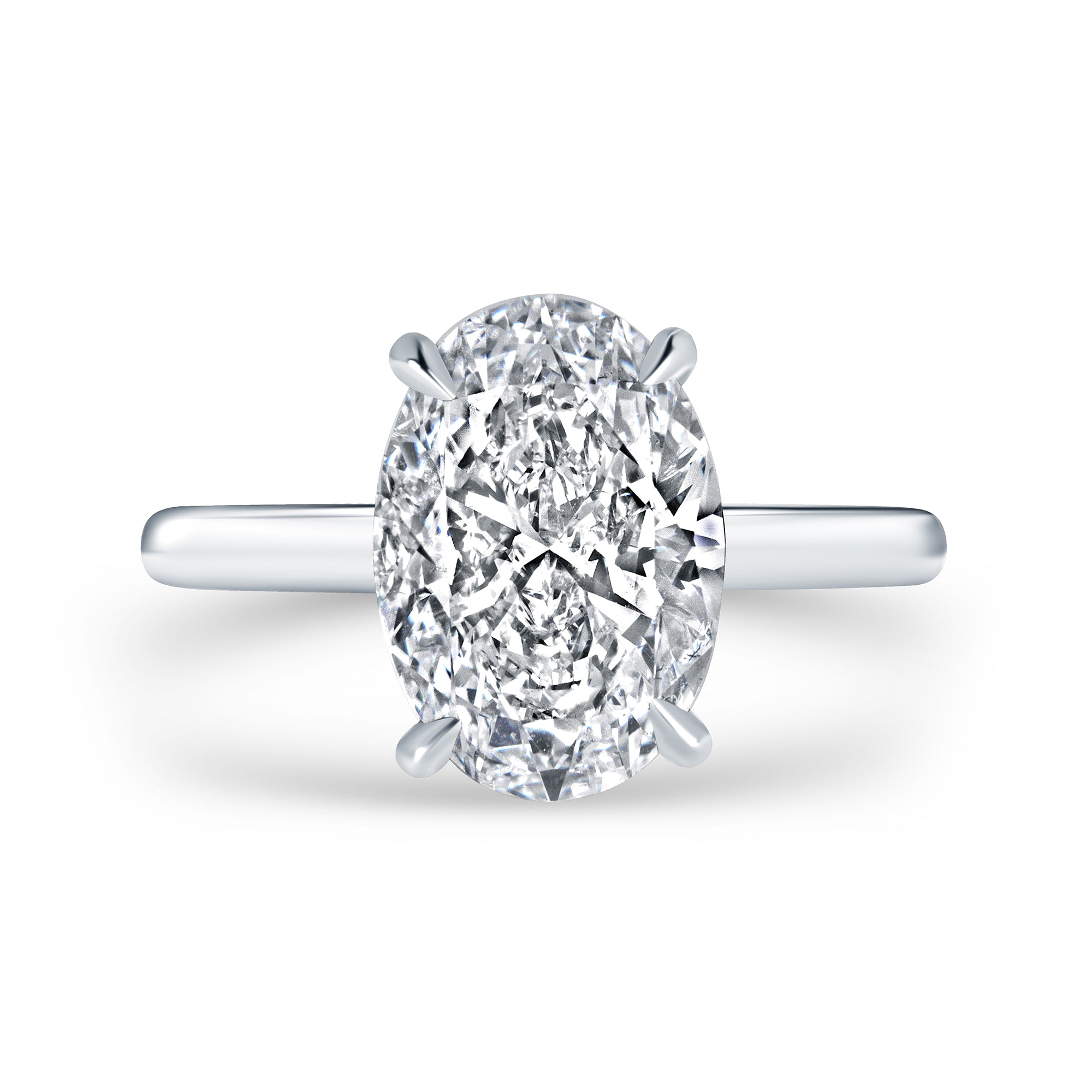 3.51ct Oval Cut Diamond Solitaire Ring in Platinum Band, GIA Certified
