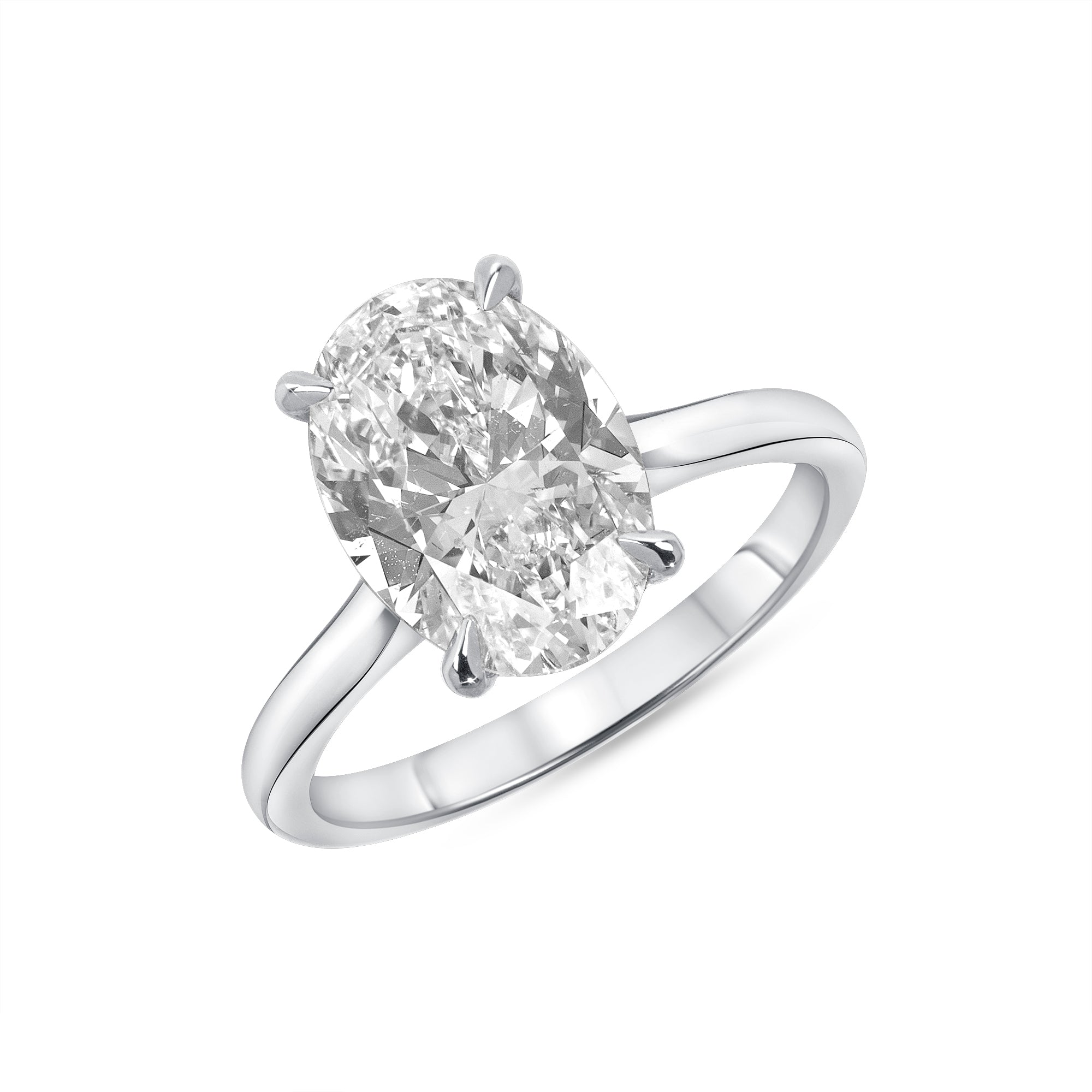 3.51ct Oval Cut Diamond Solitaire Ring in Platinum Band, GIA Certified