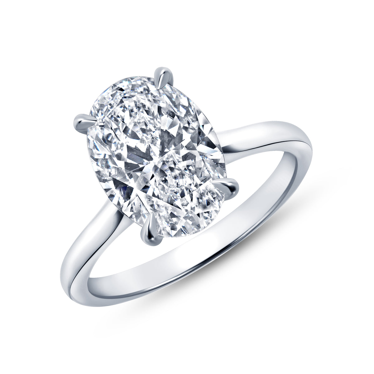 3.51ct Oval Cut Diamond Solitaire Ring in Platinum Band, GIA Certified