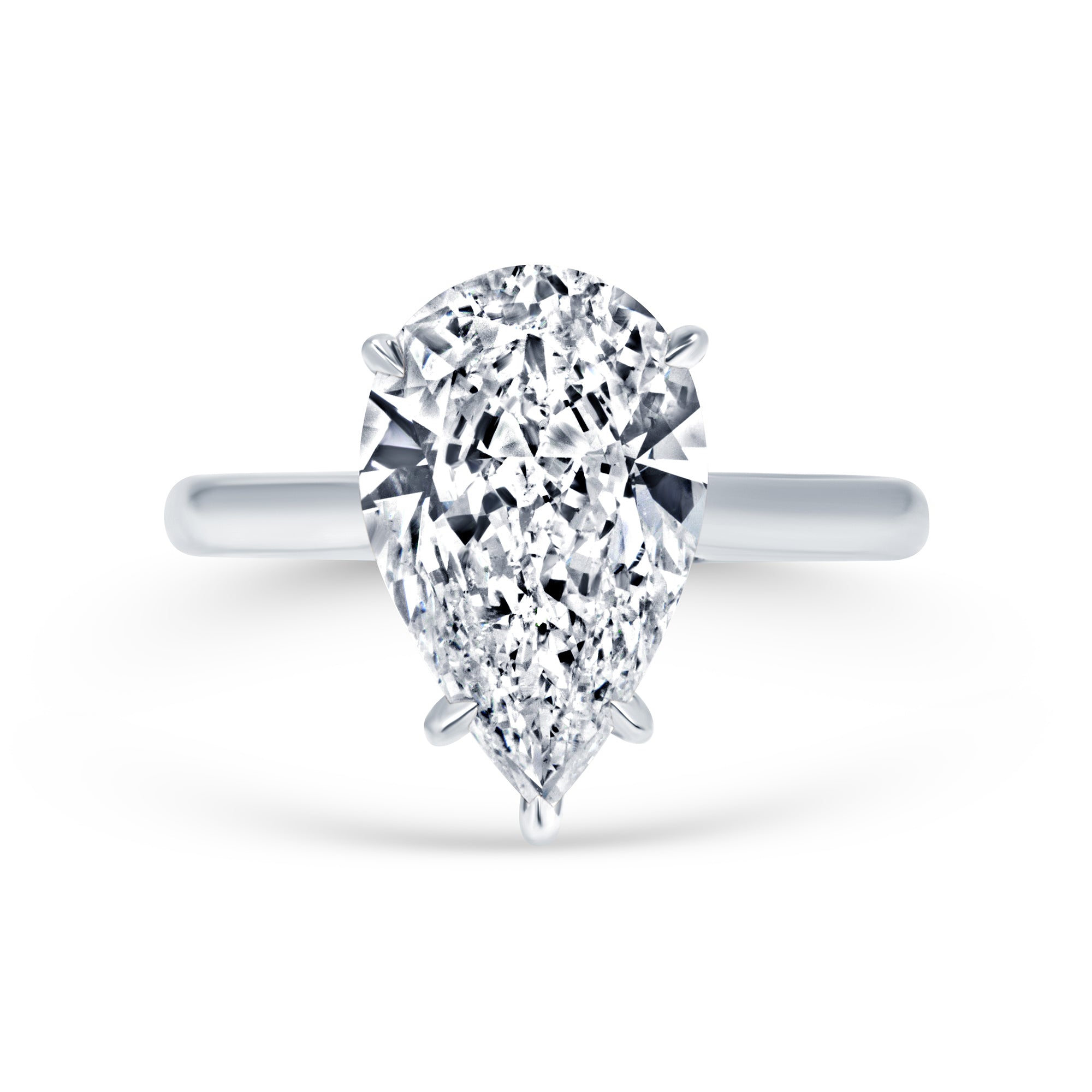 3.15ct Pear Cut Diamond Solitaire Ring in Platinum Band, GIA Certified
