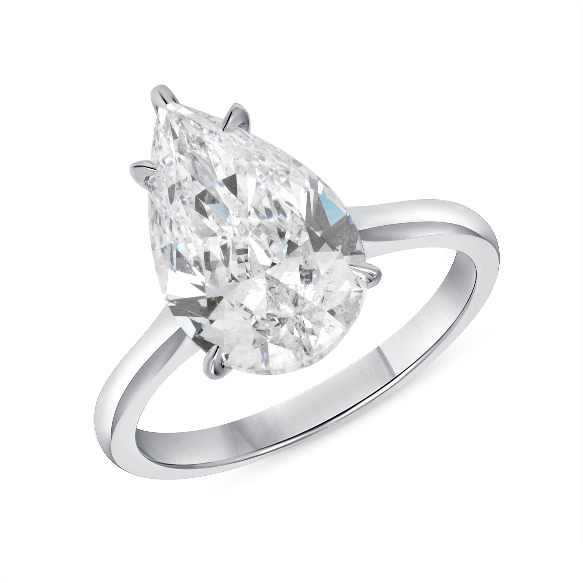 3.15ct Pear Cut Diamond Solitaire Ring in Platinum Band, GIA Certified