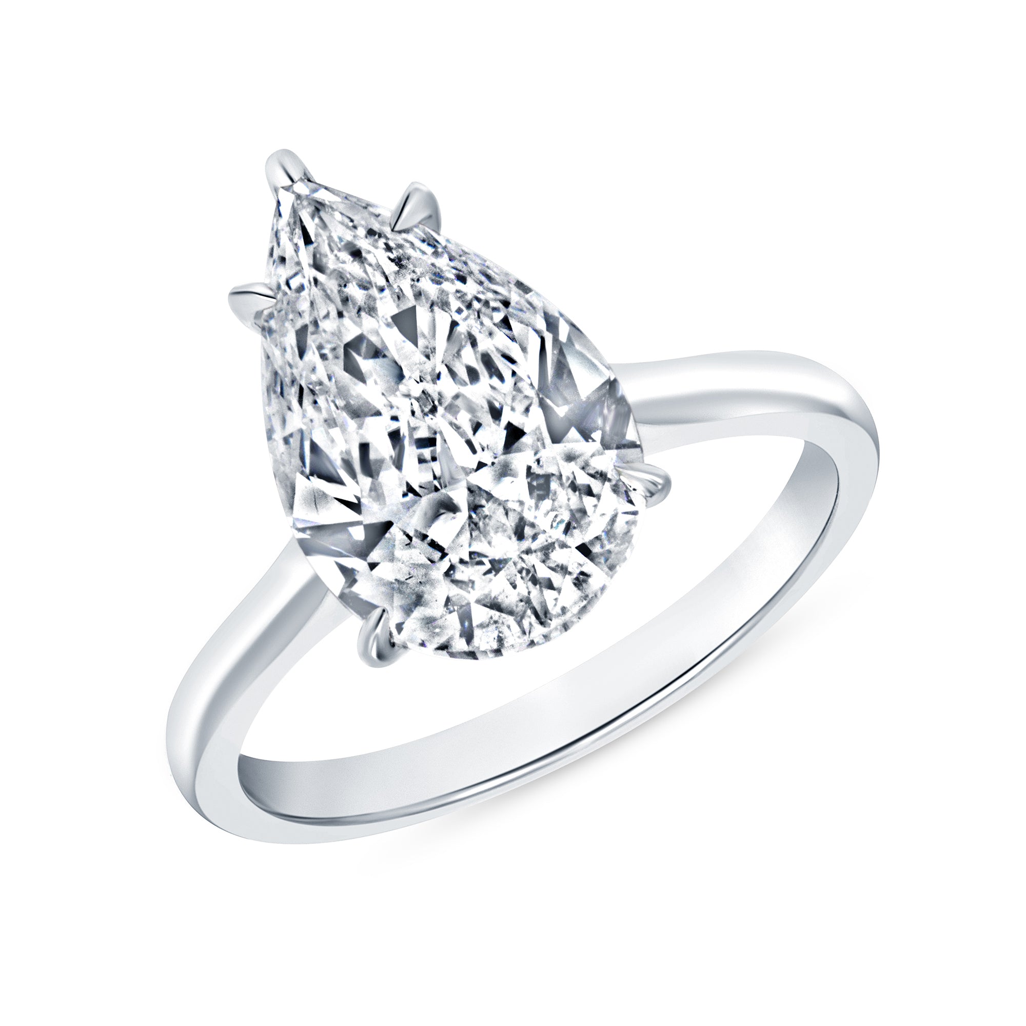 3.15ct Pear Cut Diamond Solitaire Ring in Platinum Band, GIA Certified