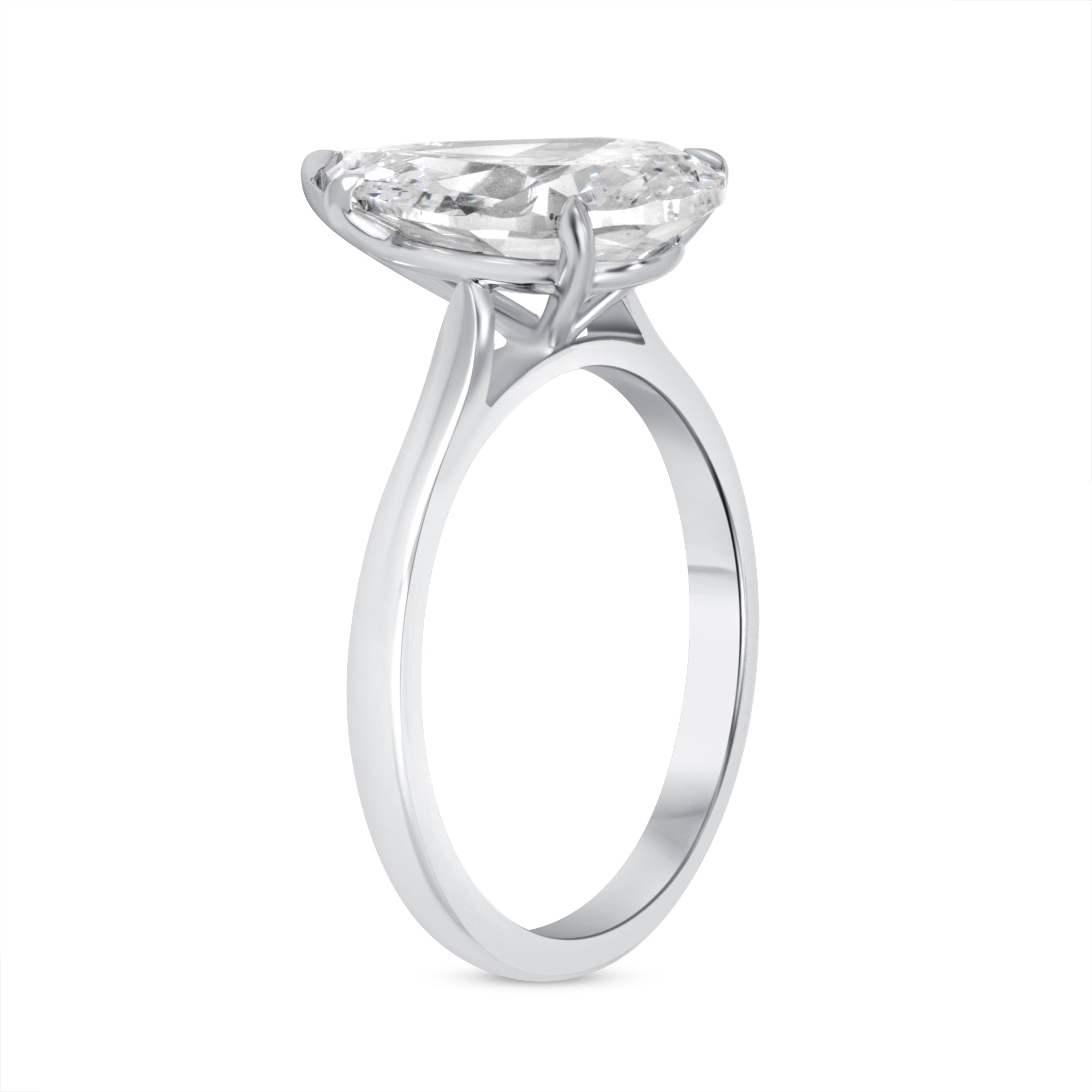 3.15ct Pear Cut Diamond Solitaire Ring in Platinum Band, GIA Certified