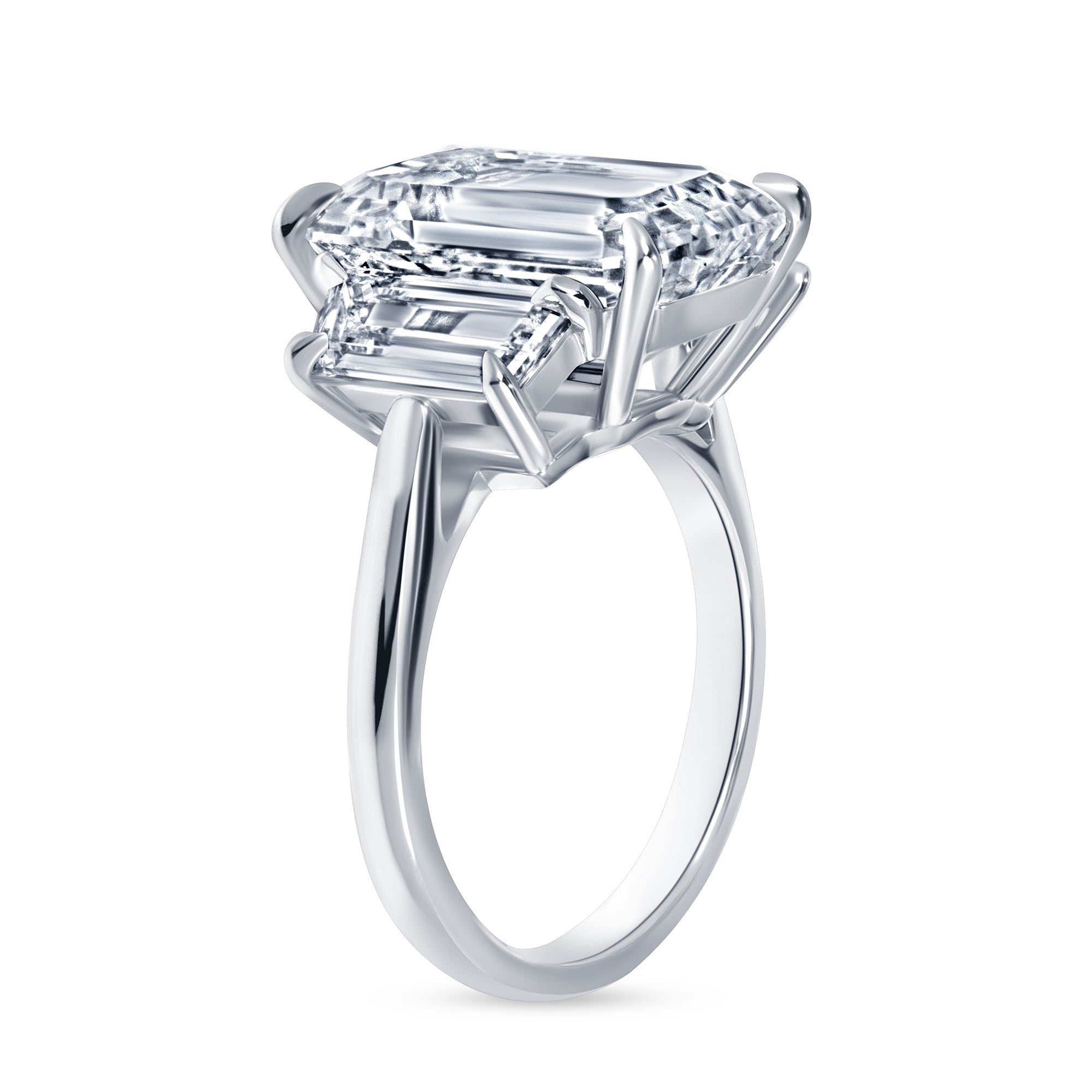 8.02ct Emerald Cut Diamond Three Stone Ring with Emerald Cut Side Stones in Platinum Band, GIA Certified