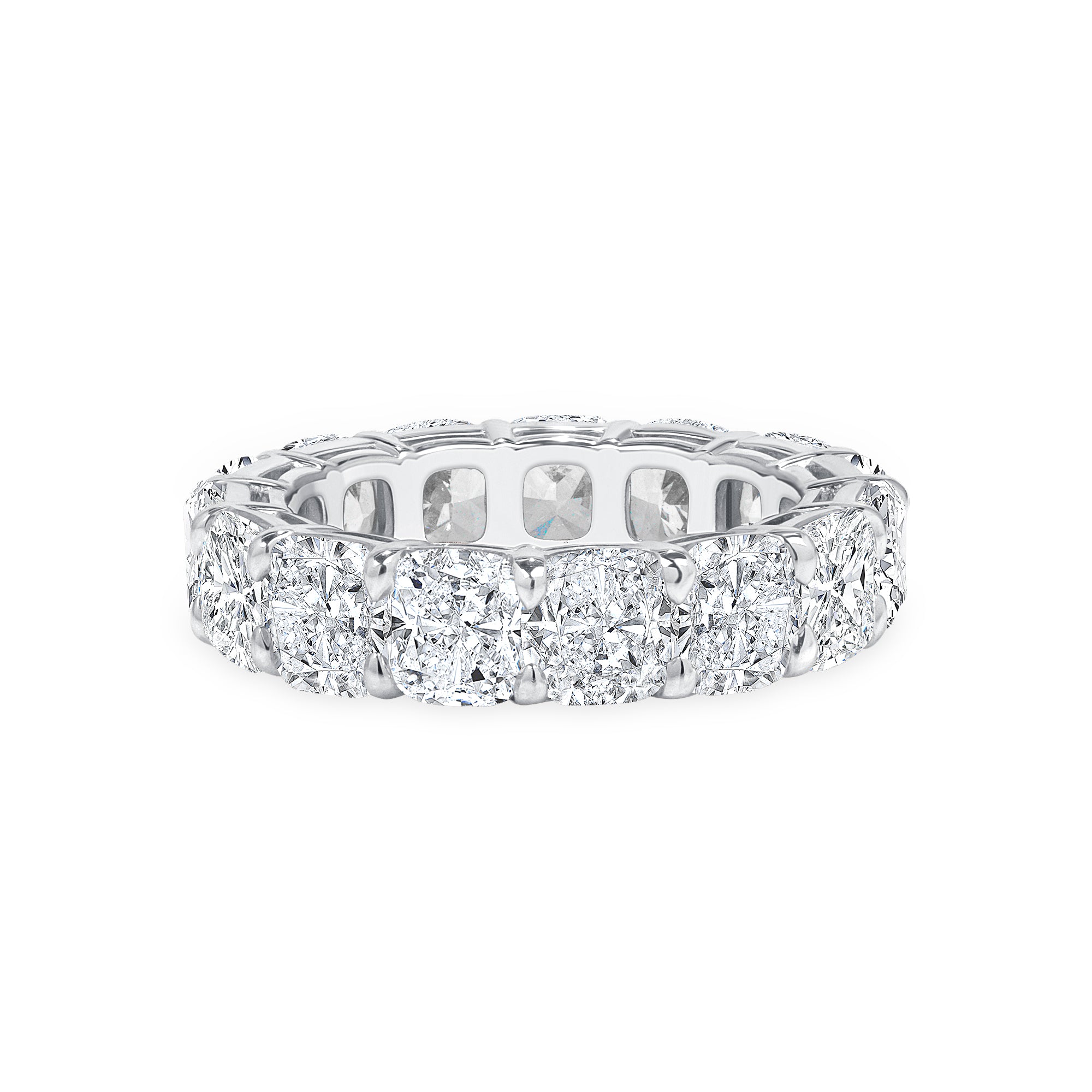 9.02ct Cushion Cut Diamond Platinum Eternity Band, GIA Certified