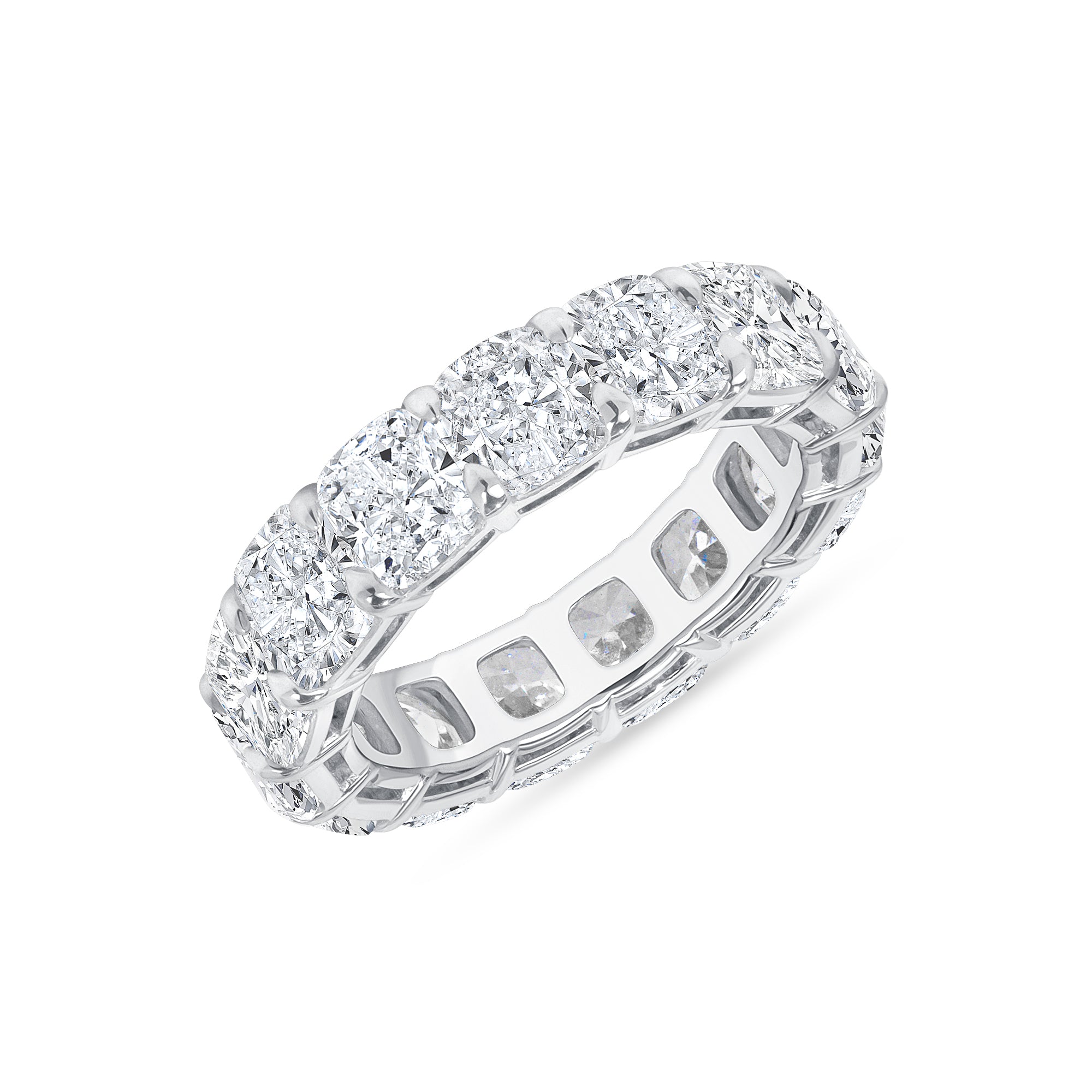 9.02ct Cushion Cut Diamond Platinum Eternity Band, GIA Certified