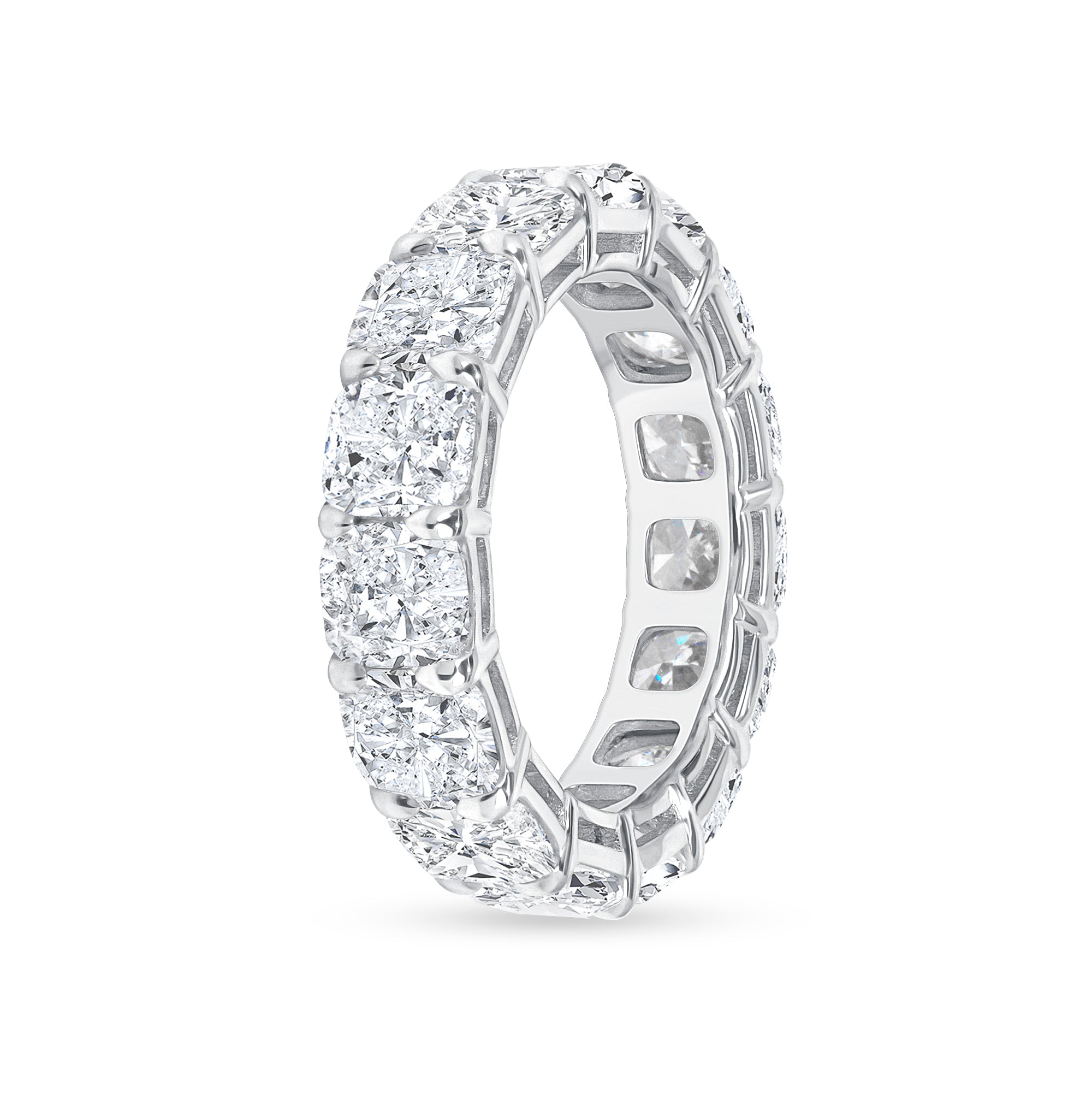 9.02ct Cushion Cut Diamond Platinum Eternity Band, GIA Certified