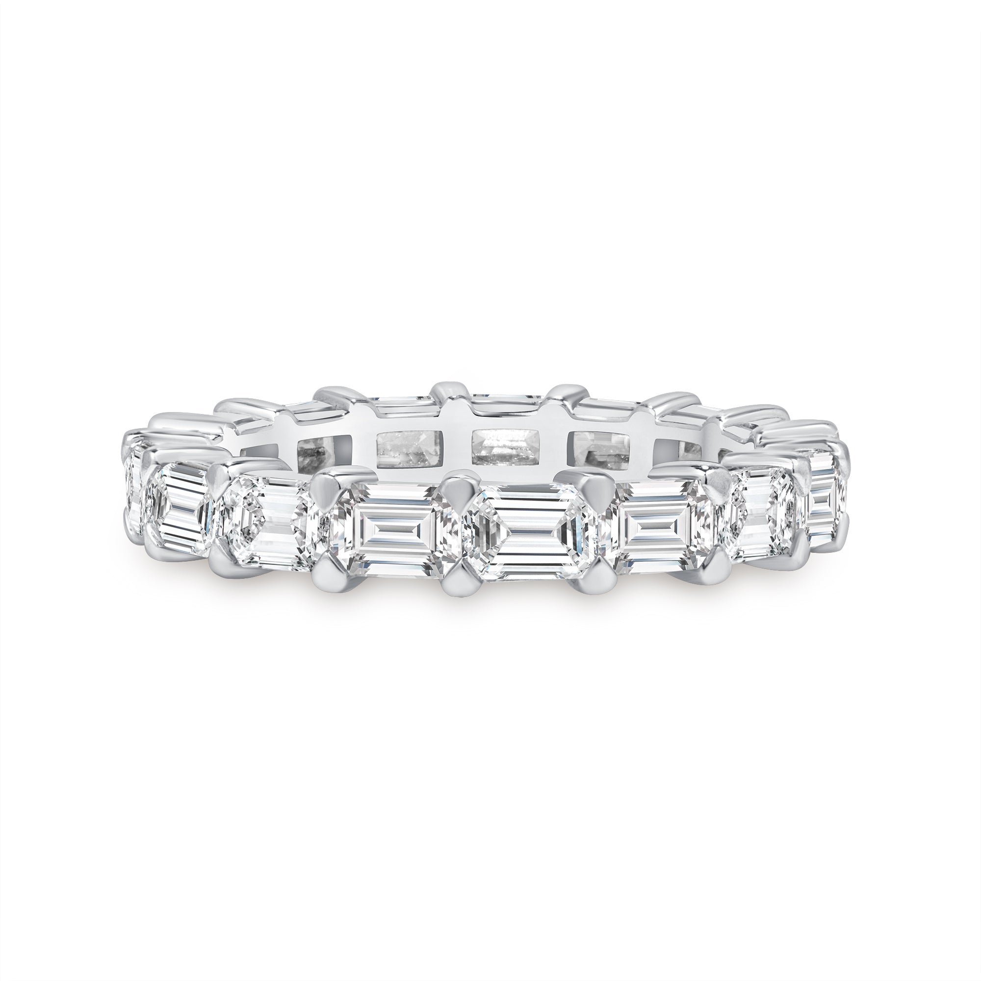 3.29ct Emerald Cut Diamond Platinum Eternity Band