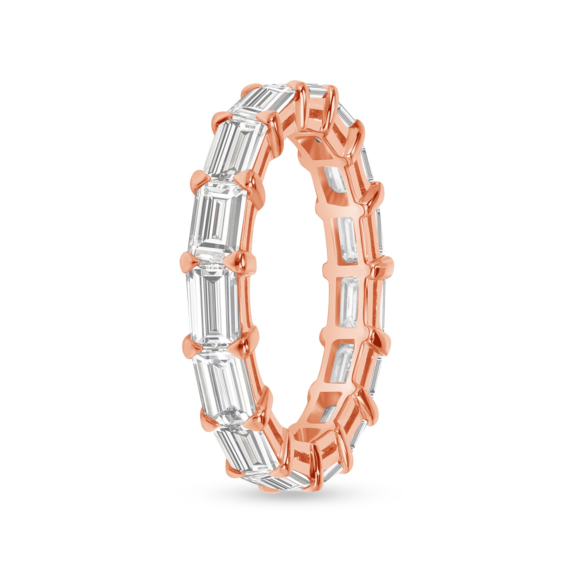 3.61ct Emerald Cut Diamond 18K Rose Gold Eternity Band