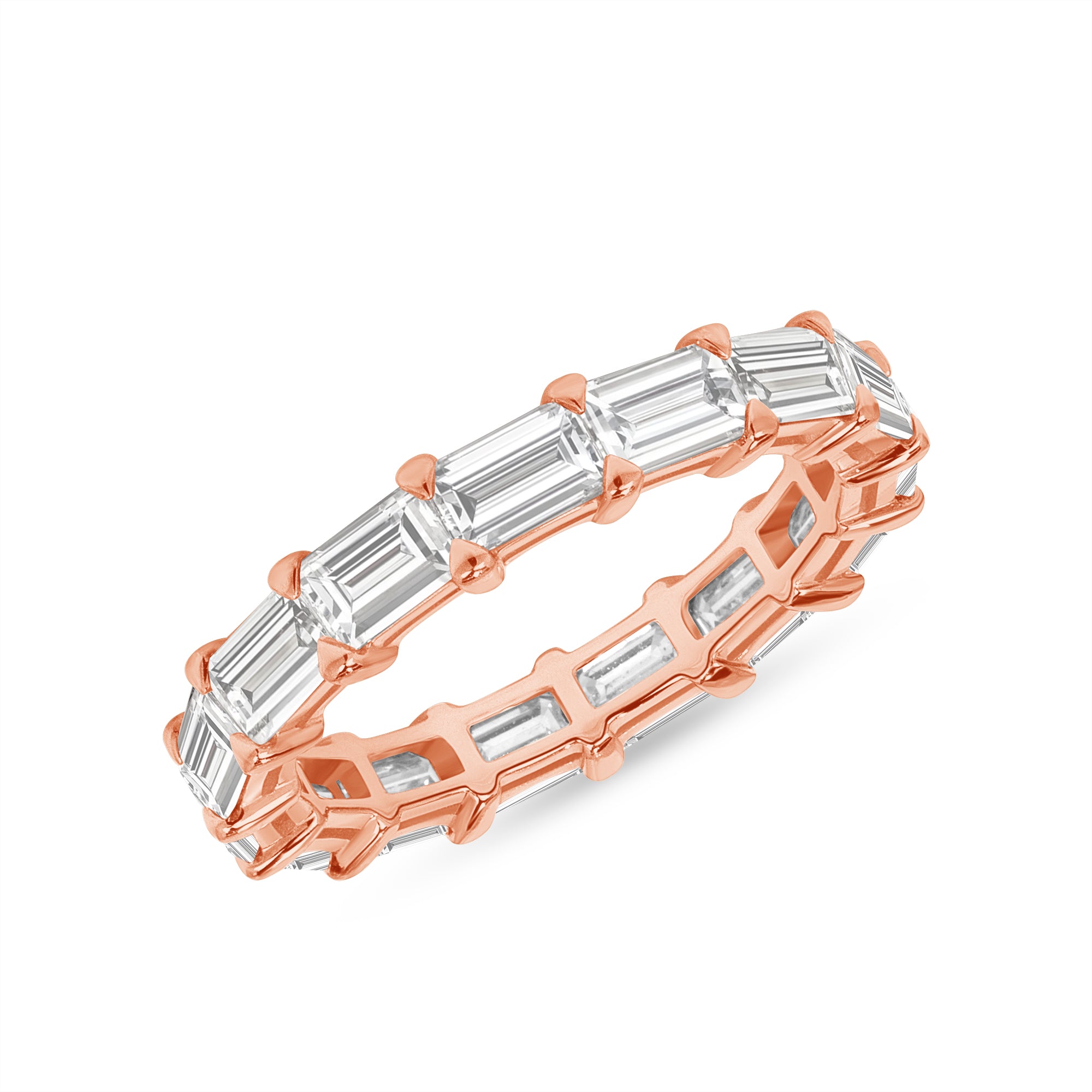 3.61ct Emerald Cut Diamond 18K Rose Gold Eternity Band