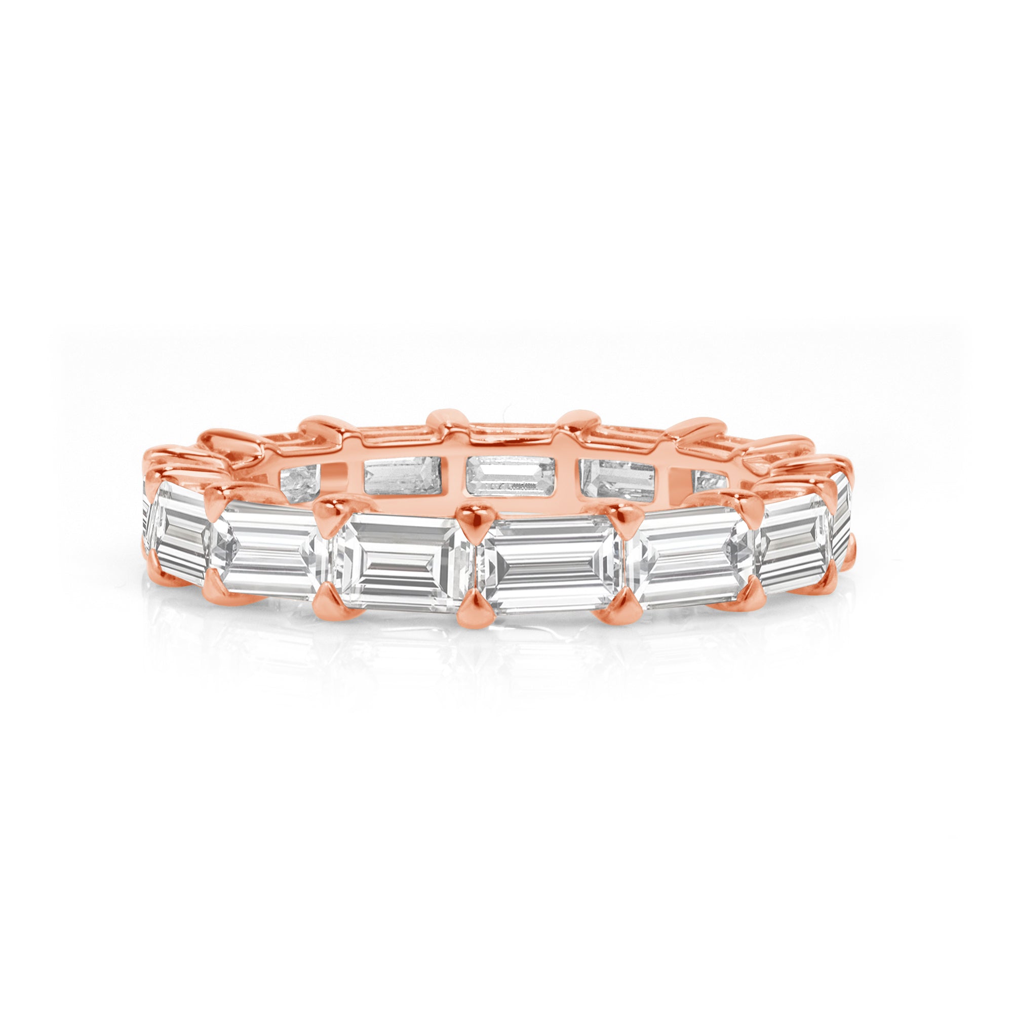 3.61ct Emerald Cut Diamond 18K Rose Gold Eternity Band