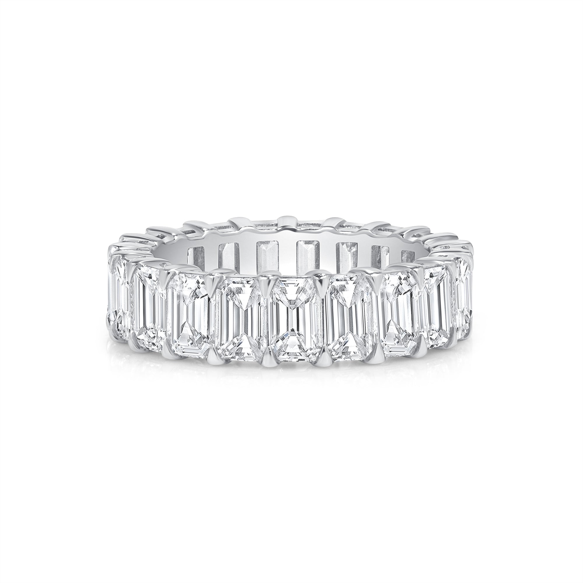 6.41ct Emerald Cut Diamond Platinum Eternity Band, GIA Certified