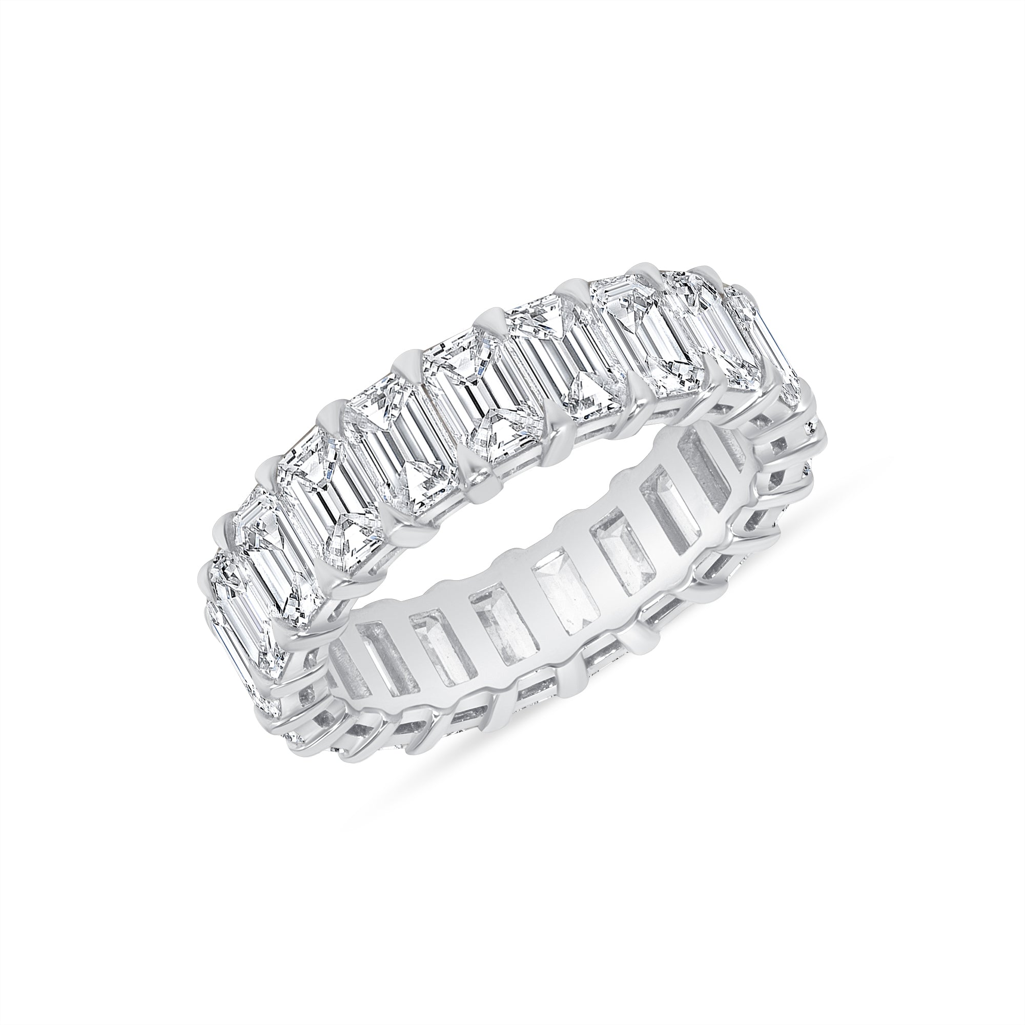 6.41ct Emerald Cut Diamond Platinum Eternity Band, GIA Certified