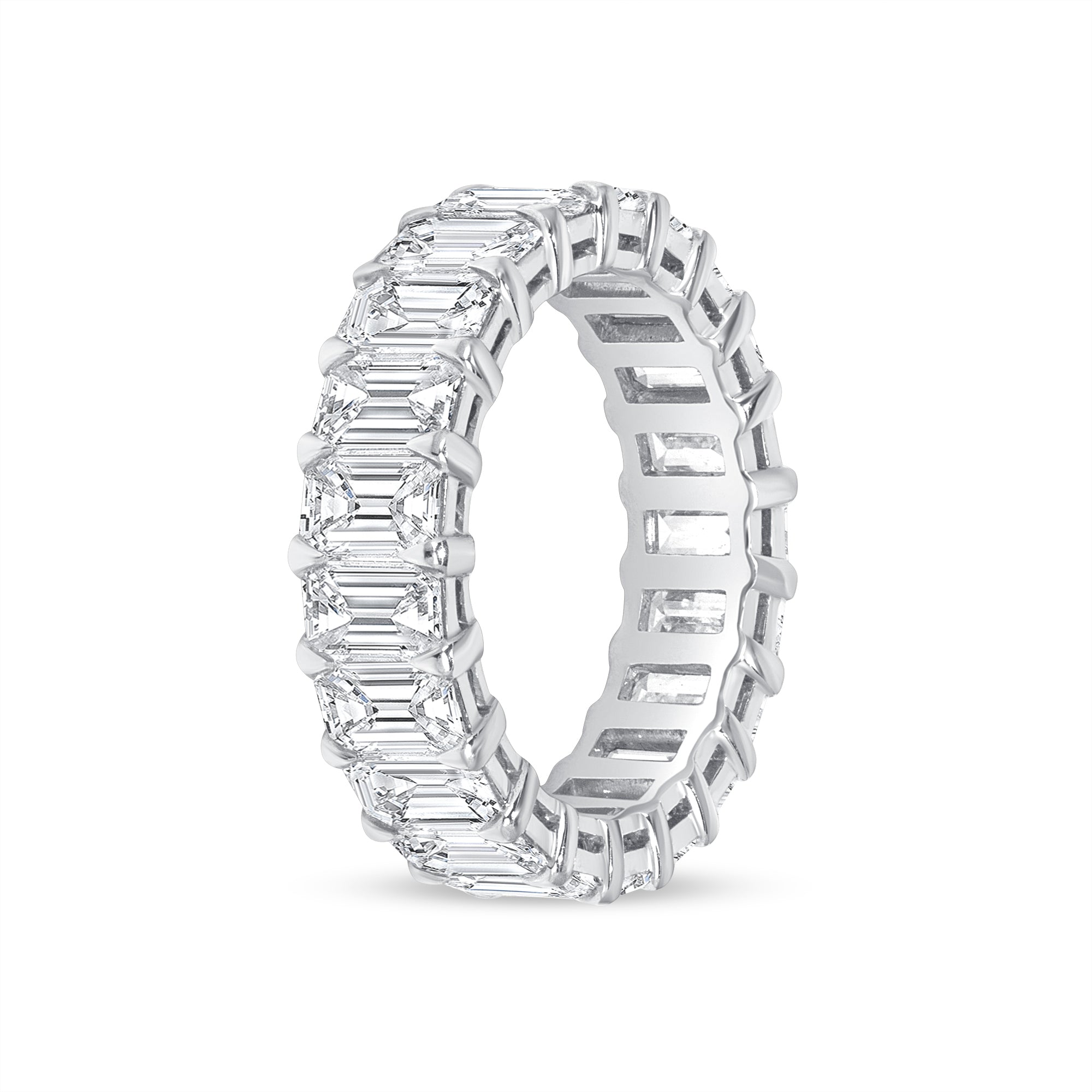 6.41ct Emerald Cut Diamond Platinum Eternity Band, GIA Certified