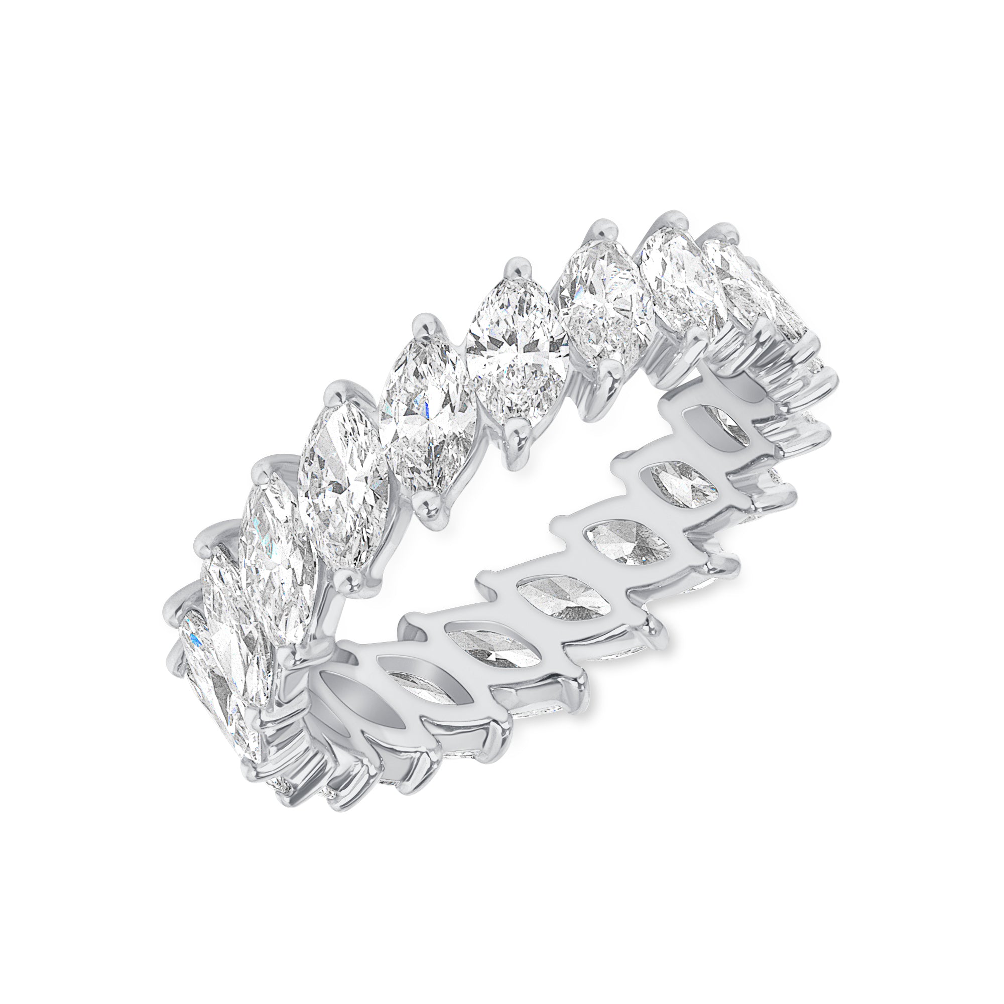 3.31ct Marquise Cut Diamond 18K White Gold Eternity Band