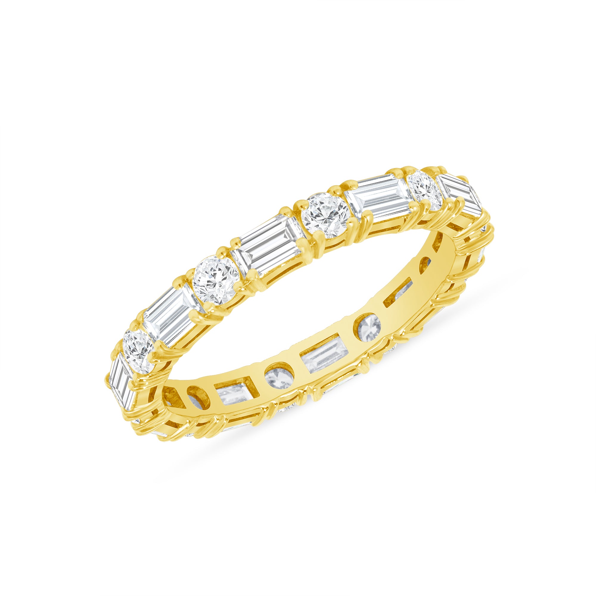 2ct Fancy Cut Diamond 18K Yellow Gold Eternity Band