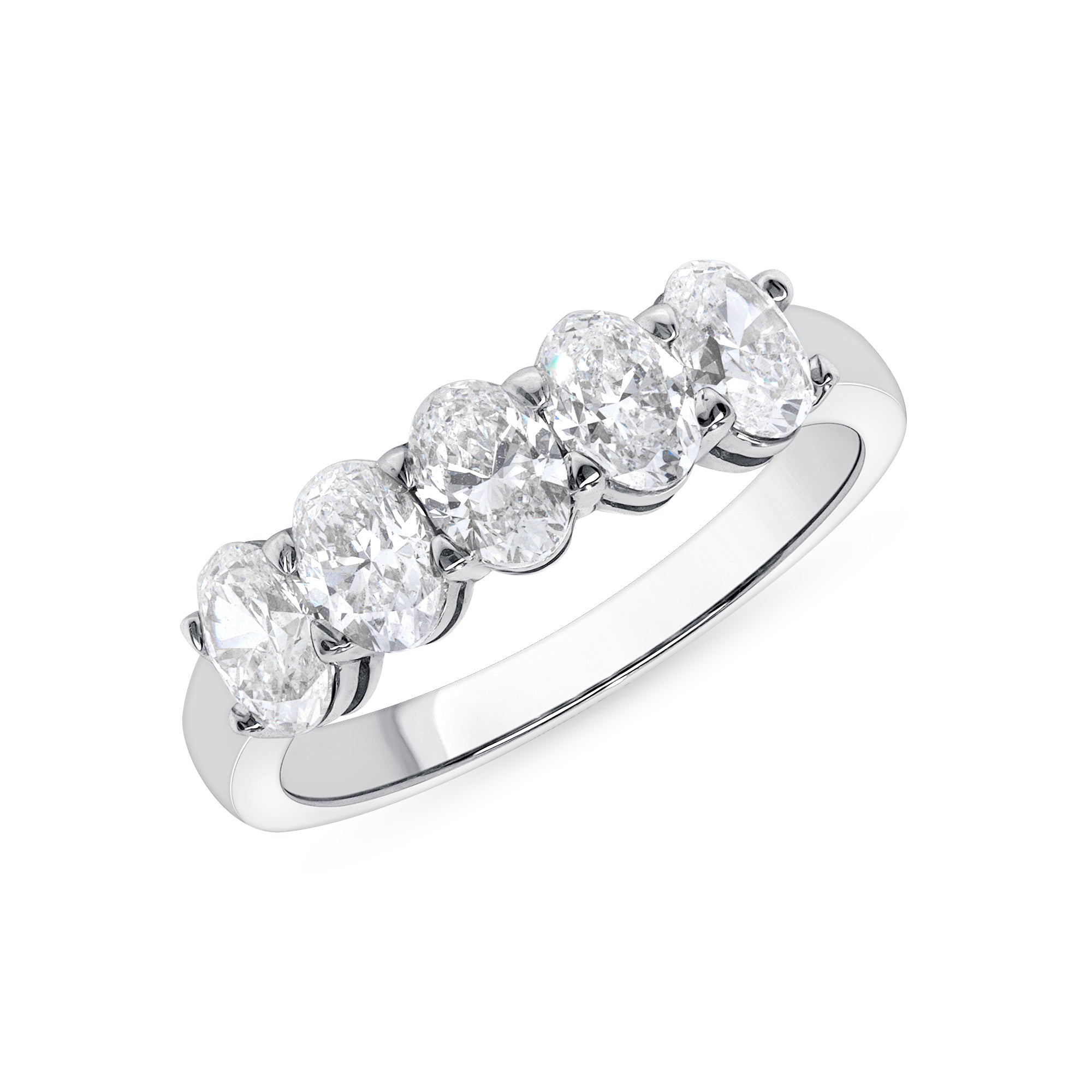 1.15 CT Oval Cut Diamond Five Stone Ring in 18K White Gold