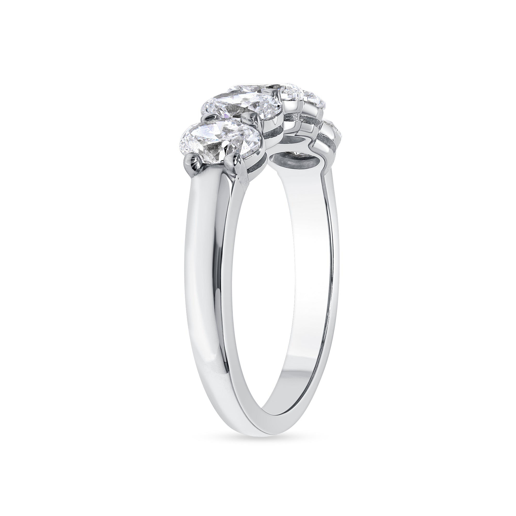 1.15 CT Oval Cut Diamond Five Stone Ring in 18K White Gold