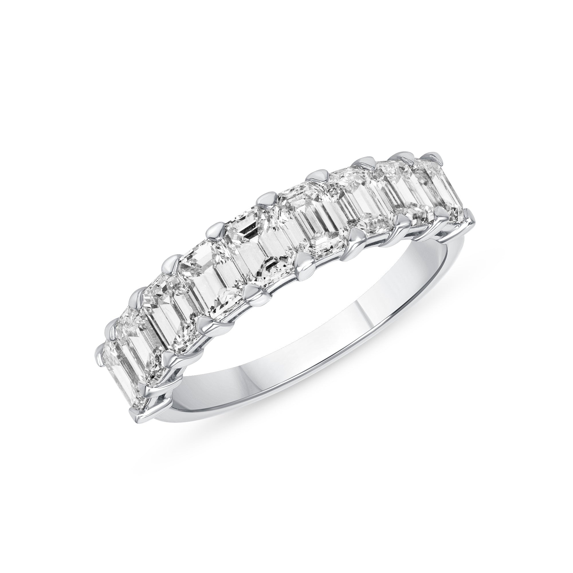 2.13 CT Emerald Cut Diamond 18K White Gold Half Eternity Band