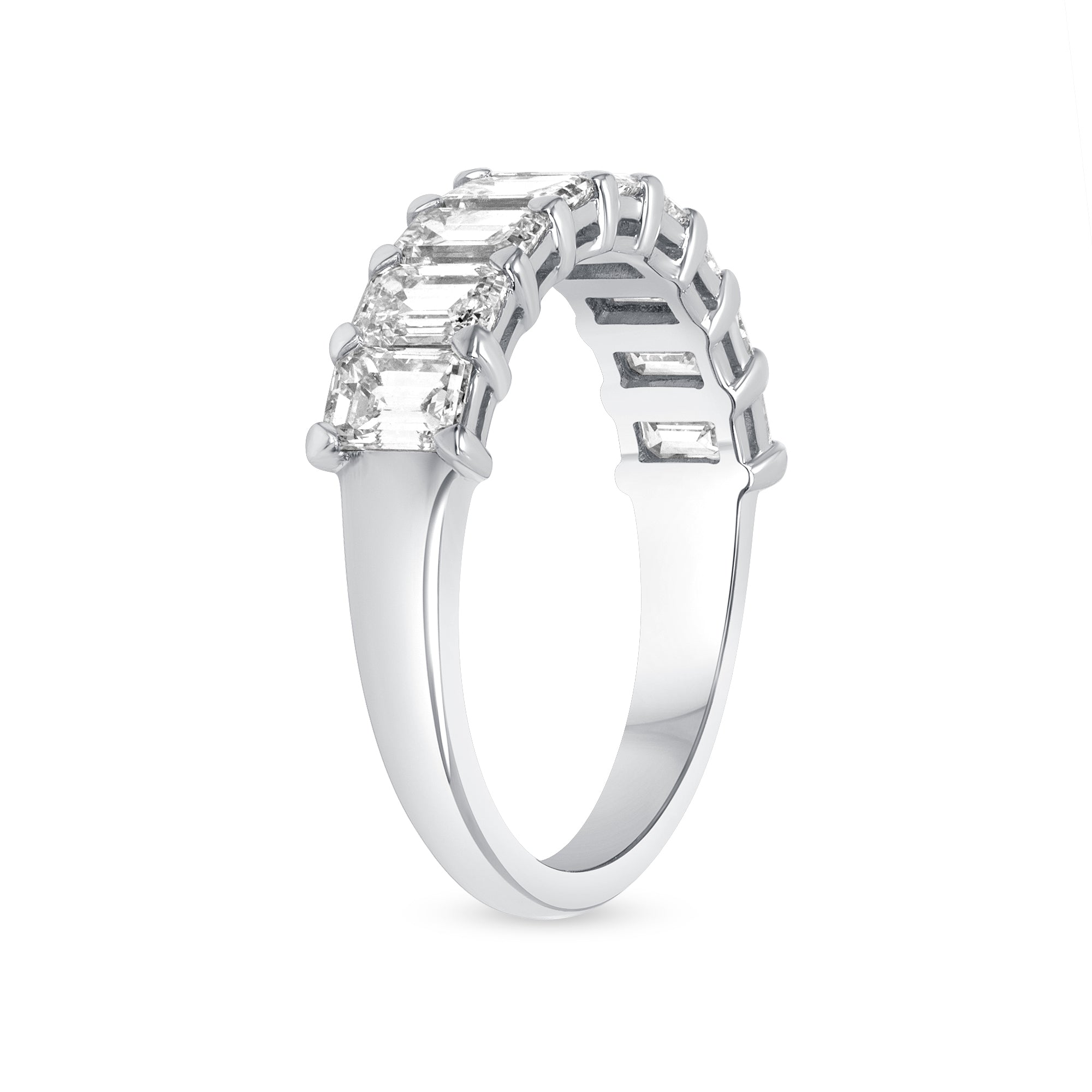 2.13 CT Emerald Cut Diamond 18K White Gold Half Eternity Band