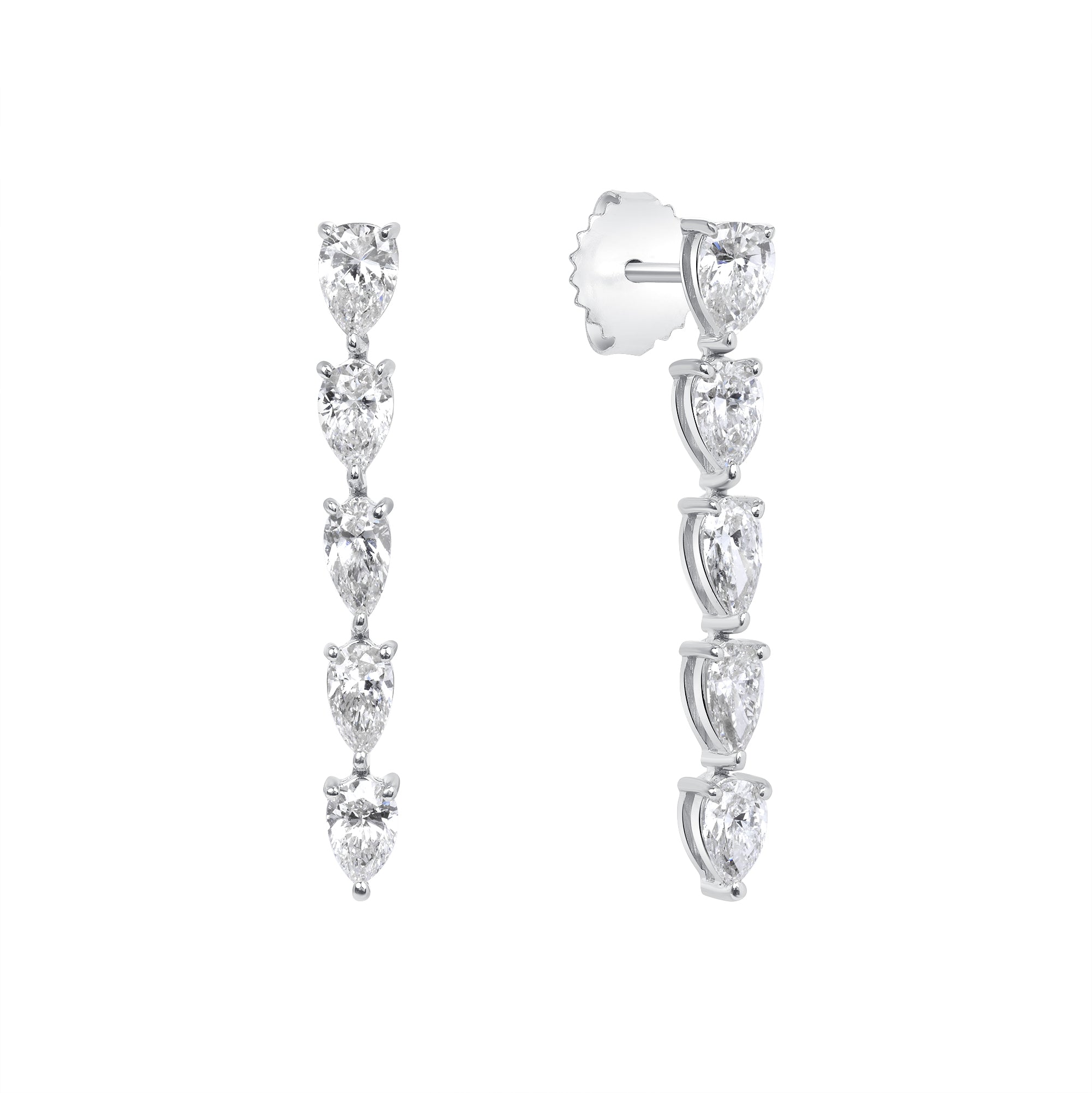 2.02ctw Pear Shape Diamond Dangle Earrings in 18K White Gold