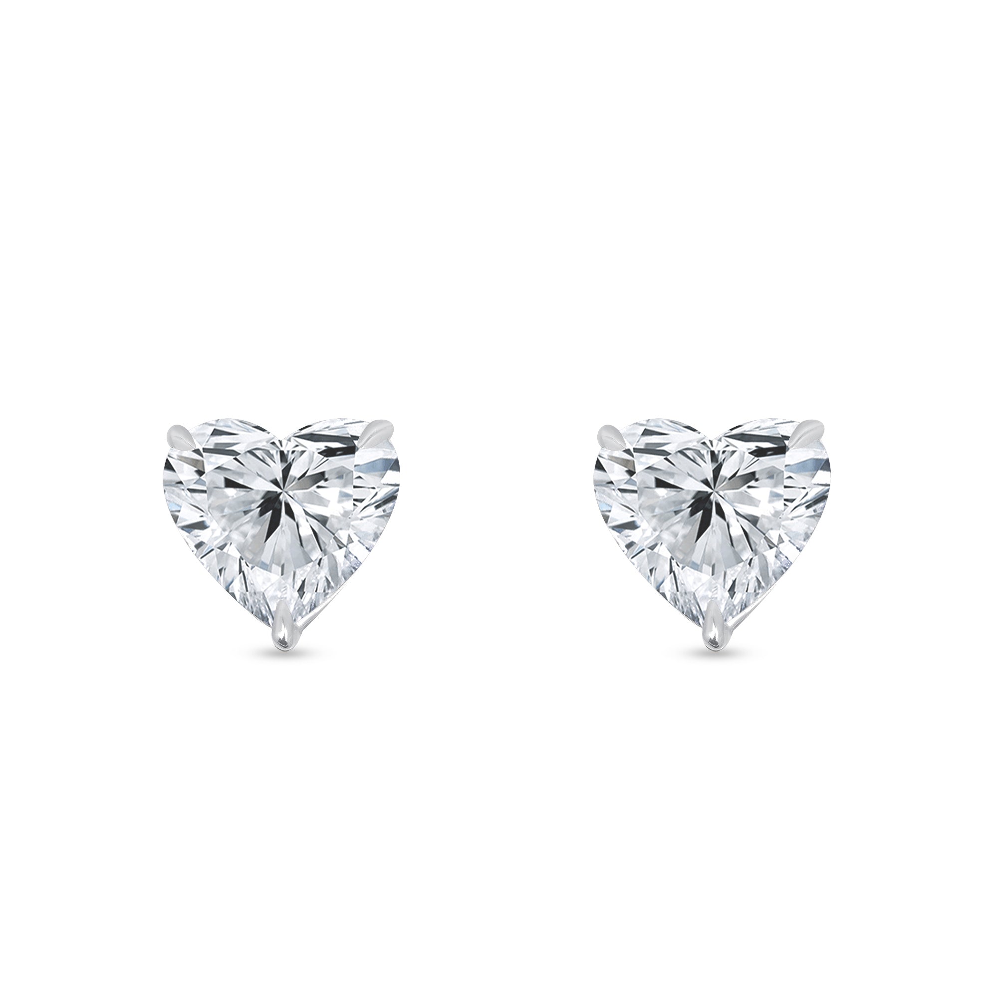 Heart Shape Diamond Stud Earrings In White Gold, GIA Certified