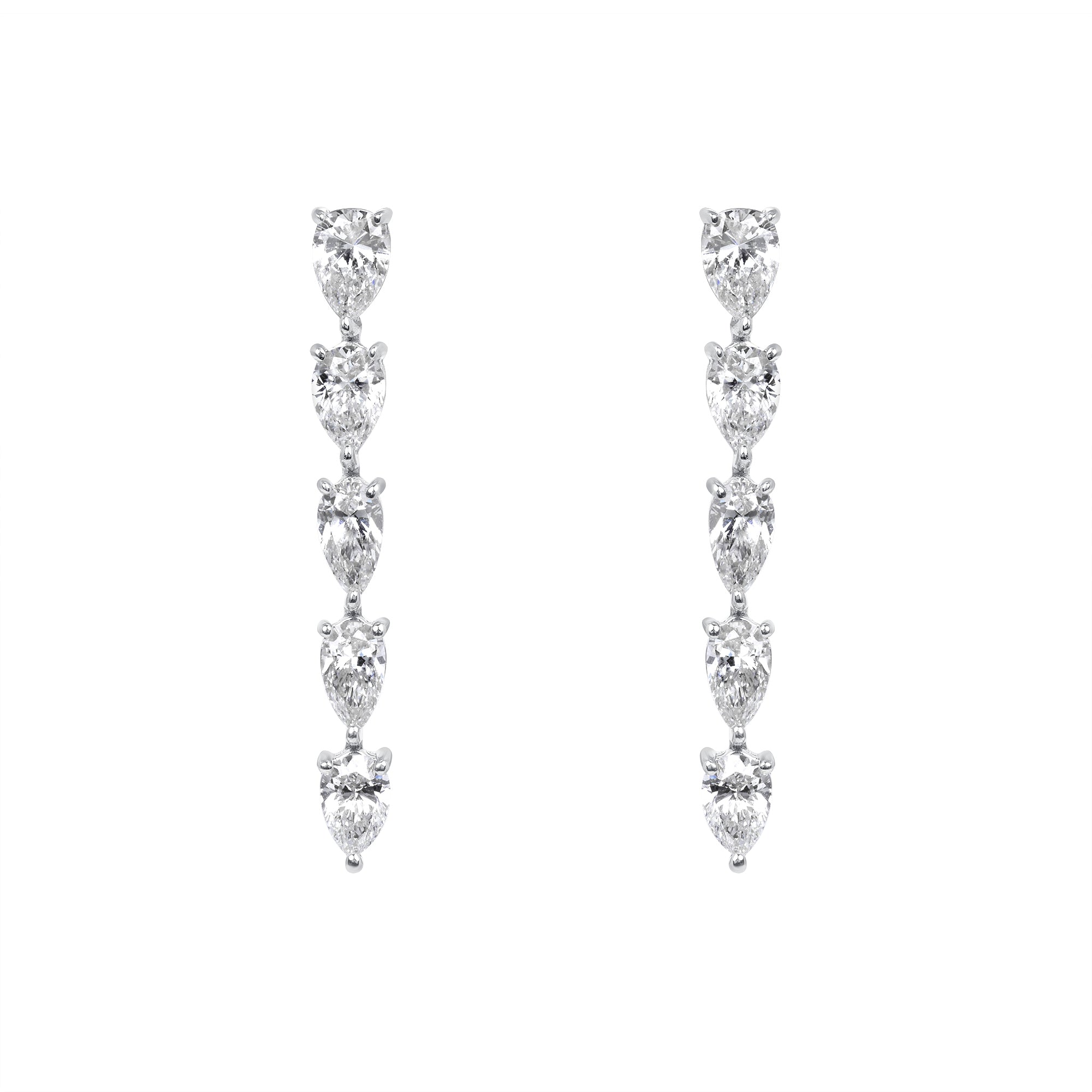 2.02ctw Pear Shape Diamond Dangle Earrings in 18K White Gold