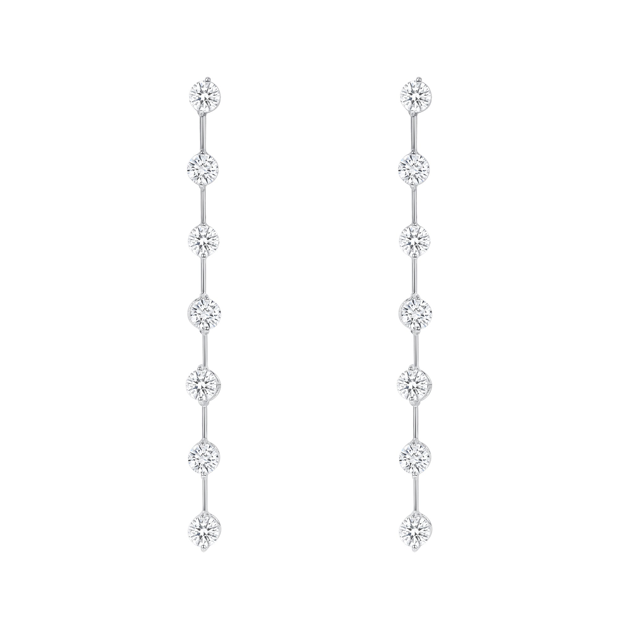 Elegant Round Brilliant Diamond Dangling Earrings in 18K White Gold