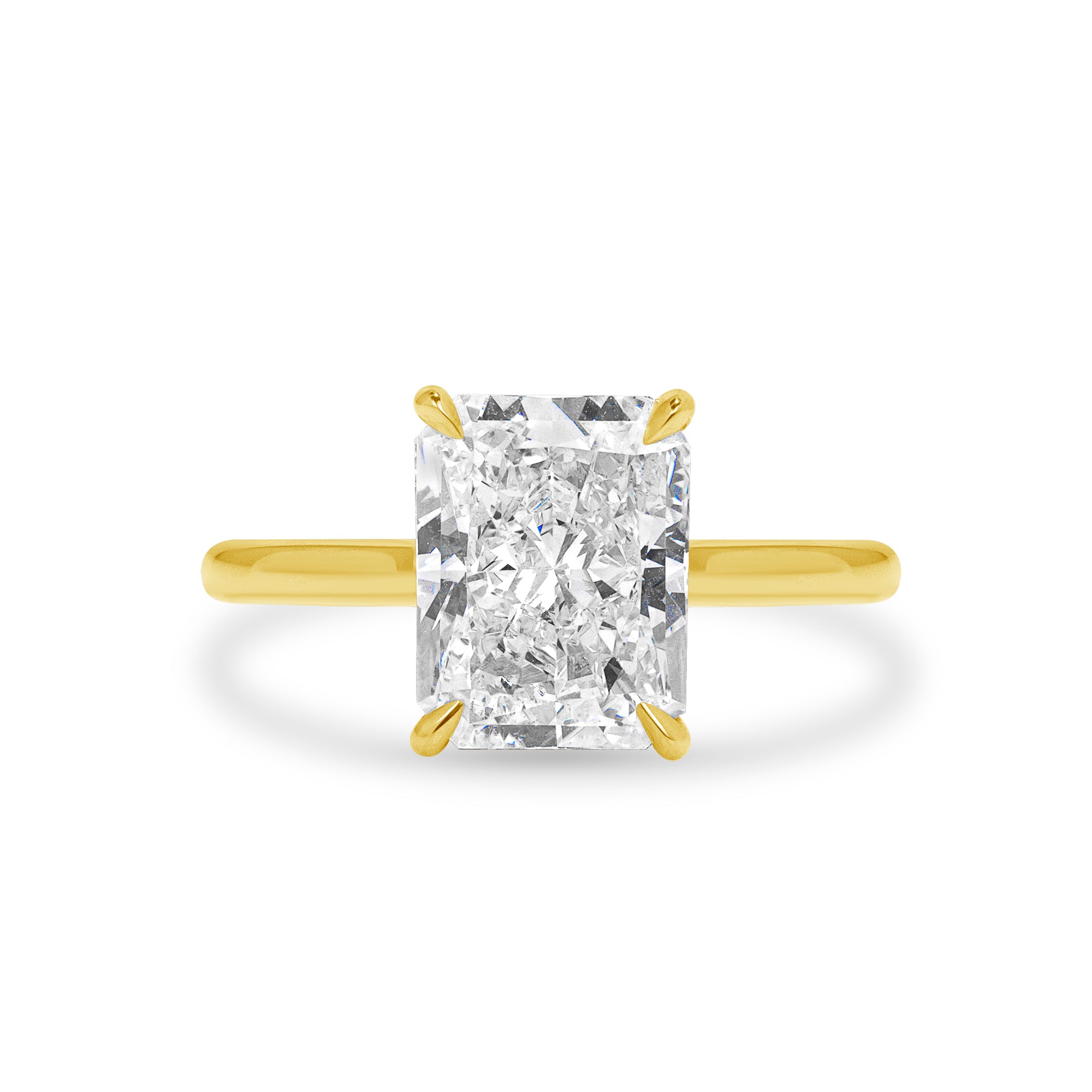 3.14ct Radiant Cut Diamond Hidden Halo Ring in 18k Yellow Gold Band, GIA Certified