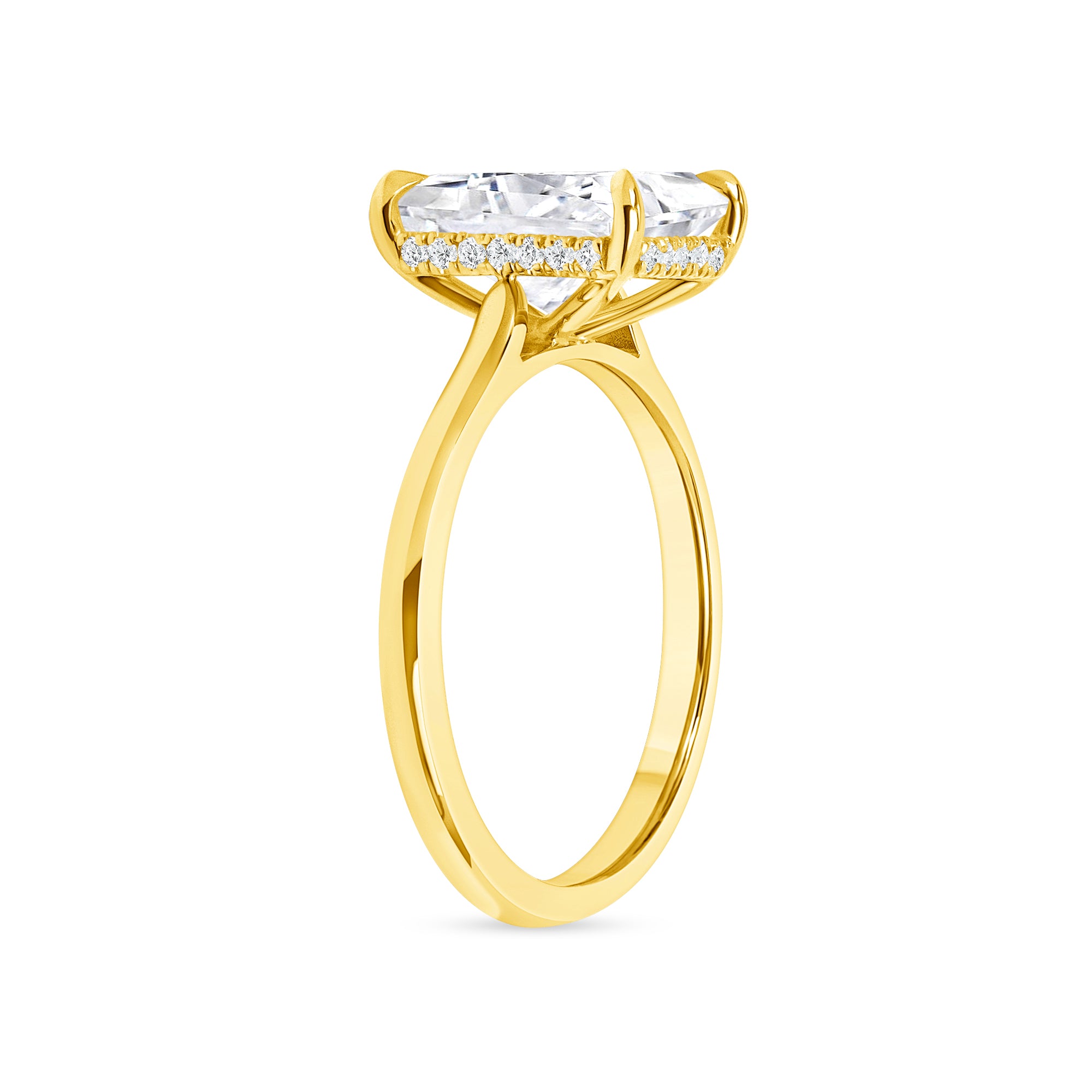 3.14ct Radiant Cut Diamond Hidden Halo Ring in 18k Yellow Gold Band, GIA Certified