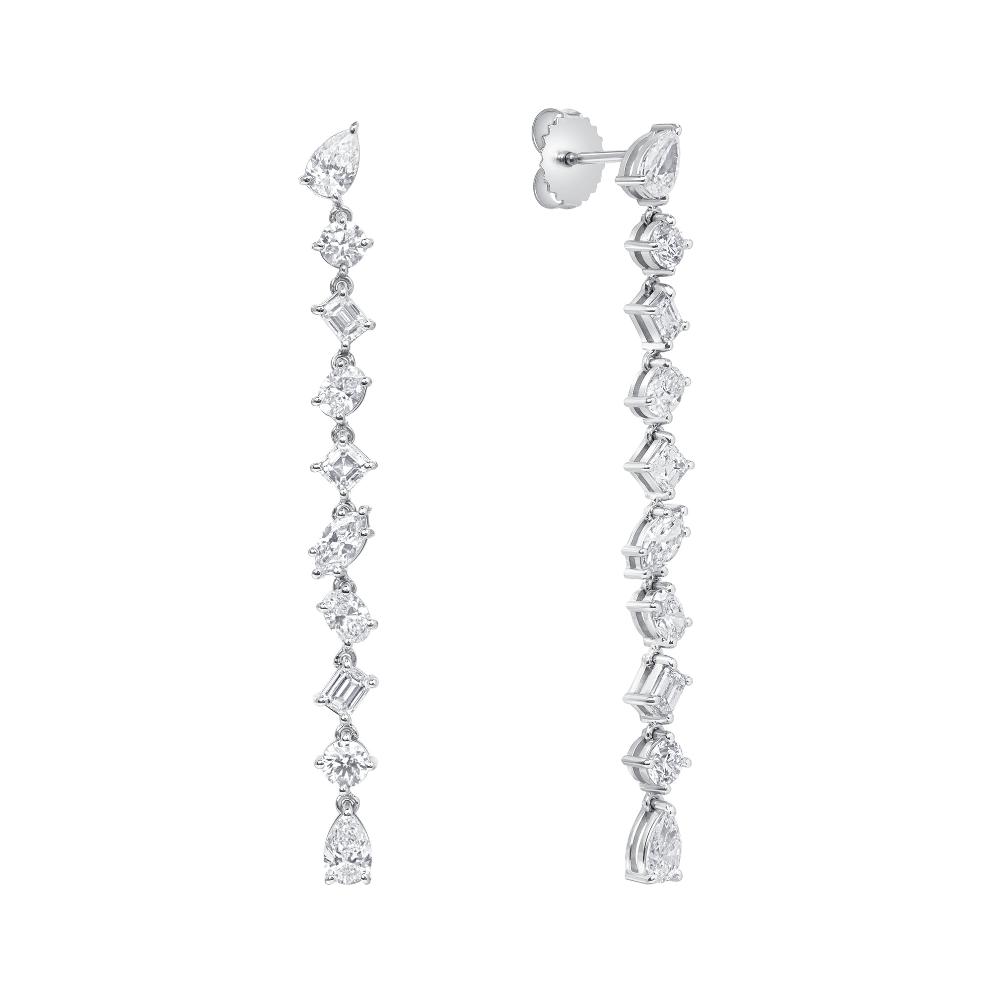 3.27ctw Mixed Shape Diamond Shoulder Duster Earrings in 18K White Gold